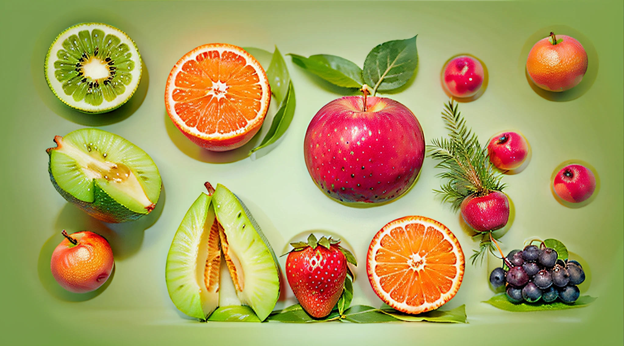 Make an image that represents health care with fruits and objects to lose weight put with focus on encapsulated