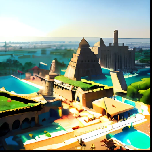 arafal resort in the middle of a large park with a pool, fortress mega structure city, from egypt, in egypt, masterpiece', tourist destination, high quality picture, egypt, built in the egyptian desert, high quality image”, an extremely high quality hd, edited, great masterpiece, atlantis city, recreation, hyperdetailed!!!, trending photo, high quality image