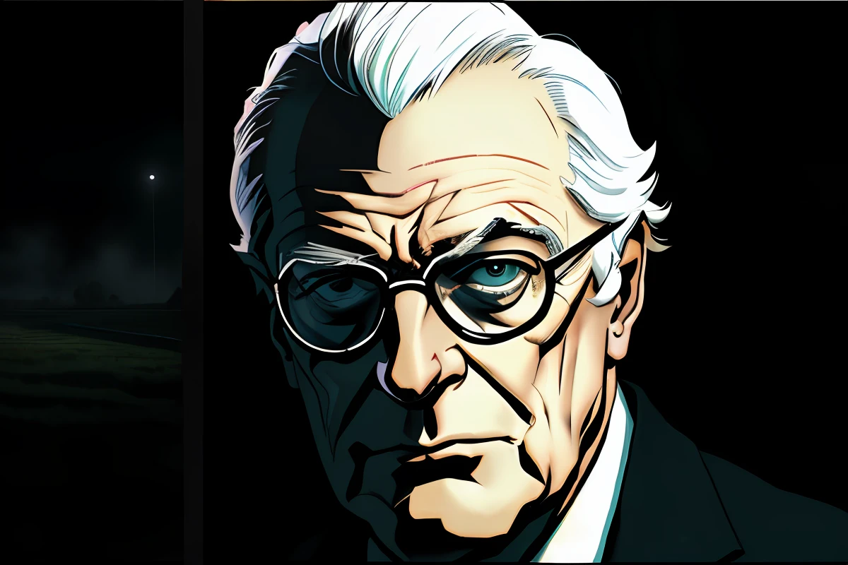 scaried old man in a black jacket and tie standing in a field, homem preocupado, um homem preocupado, Michael Caine, cena intensa, filme de alta qualidade ainda, ao ar livre a noite em uma fazenda, fazenda Noturna, particles, Chuva leve, Foco masculino, (cabo de fluxo longo), noite, Chuva, fundo detalhado, (arte de Frank Miller), obra-prima, (realista:1.3), perfect illumination, sombreamento perfeito, (textura realista do tecido), hiper-realista, (fotorrealista:1.5), (Foco no homem), line art, (comic styled)