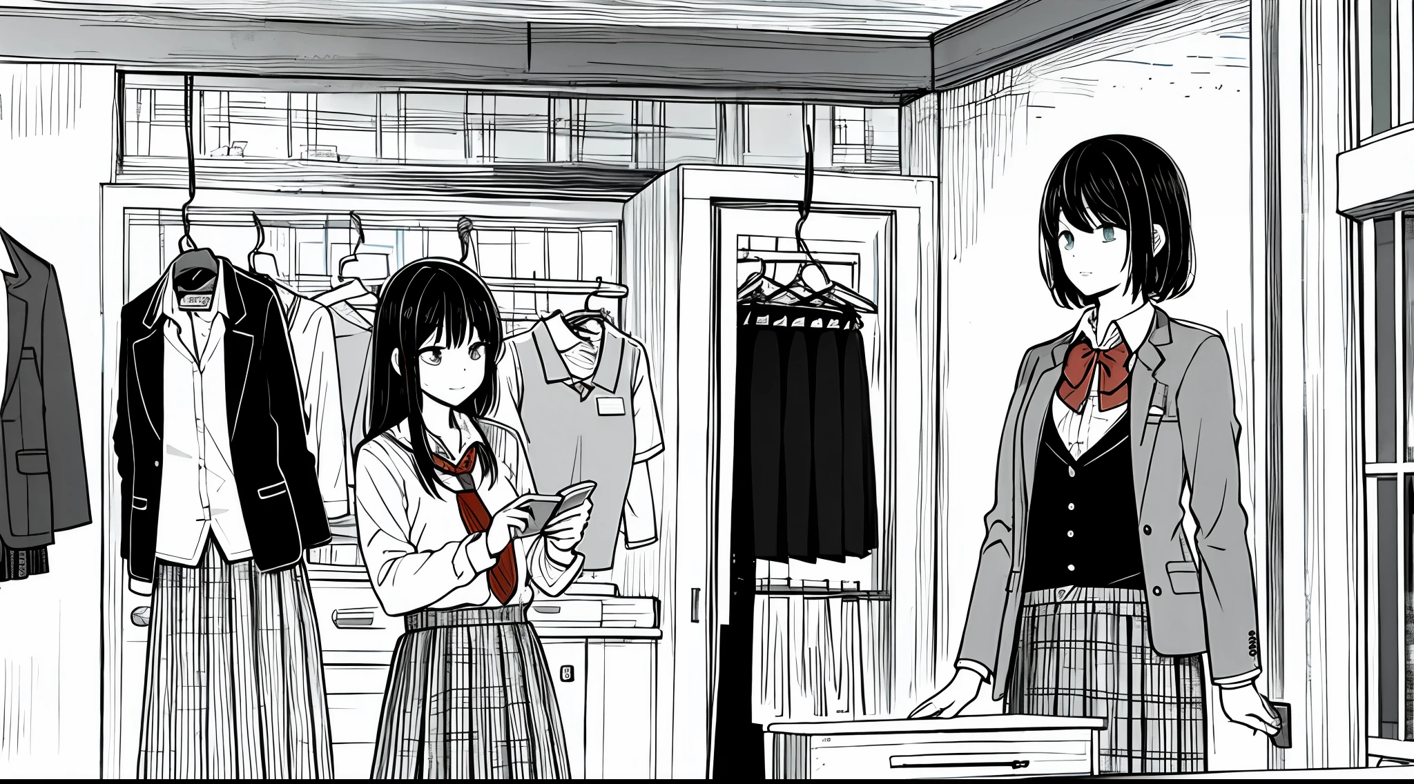 Clothes shop，schoolboy，schoolgirls