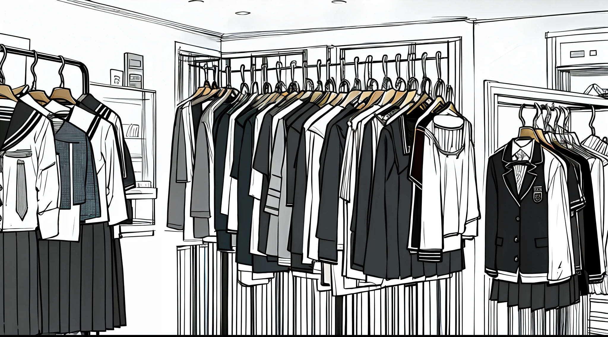 Clothes shop，schoolboy，schoolgirls