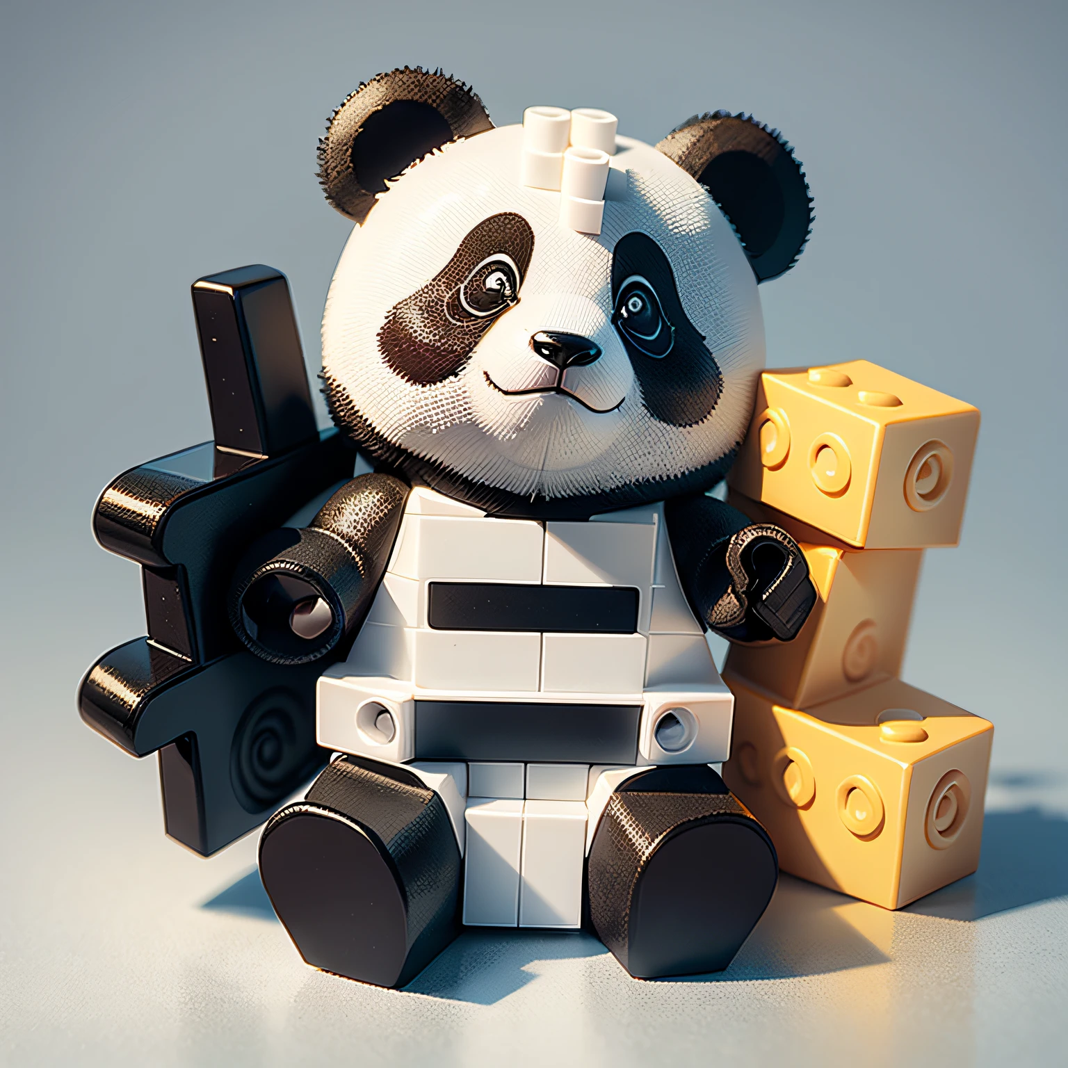 Draw a panda made by assembling Lego without shadows on a white background --auto