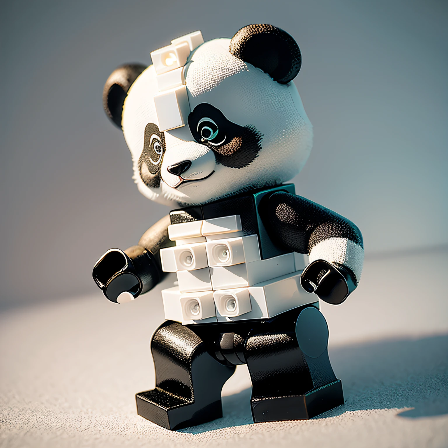 Draw a panda made by assembling Lego without shadows on a white background --auto