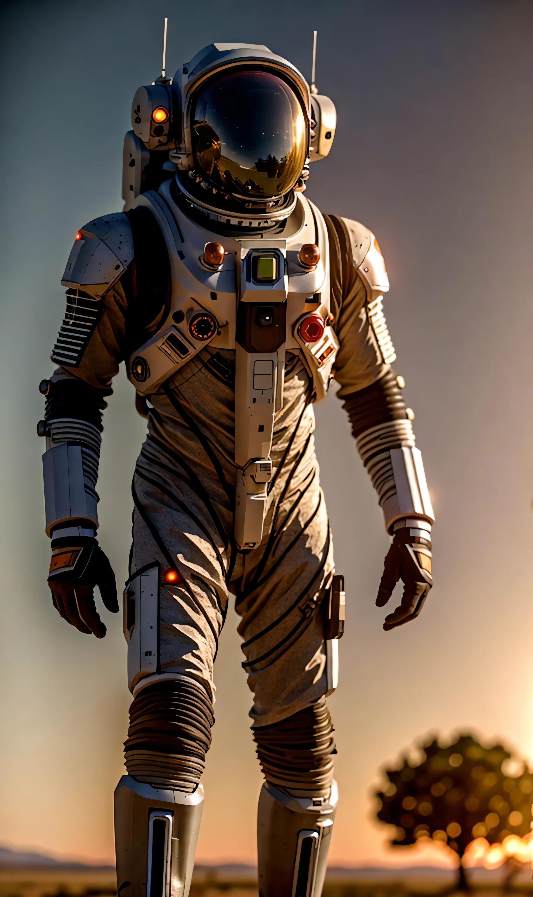 kit bashing, alien landscape, swampland, solitary (male:1.2) astronaut, radio dish antenna, Hot Pink, utility belt, Silver Gray Pewter, sci-fi, masterpiece, 16k, UHD, HDR, the best quality, body-tight suit, intricate, the most fantastic details, cinematic composition, dramatic lighting, full body, celestial bodies in the sky, dead trees, dry bushes, realistic reflections, sunset, a military compound, to scale, lonely, sad, dynamic posture