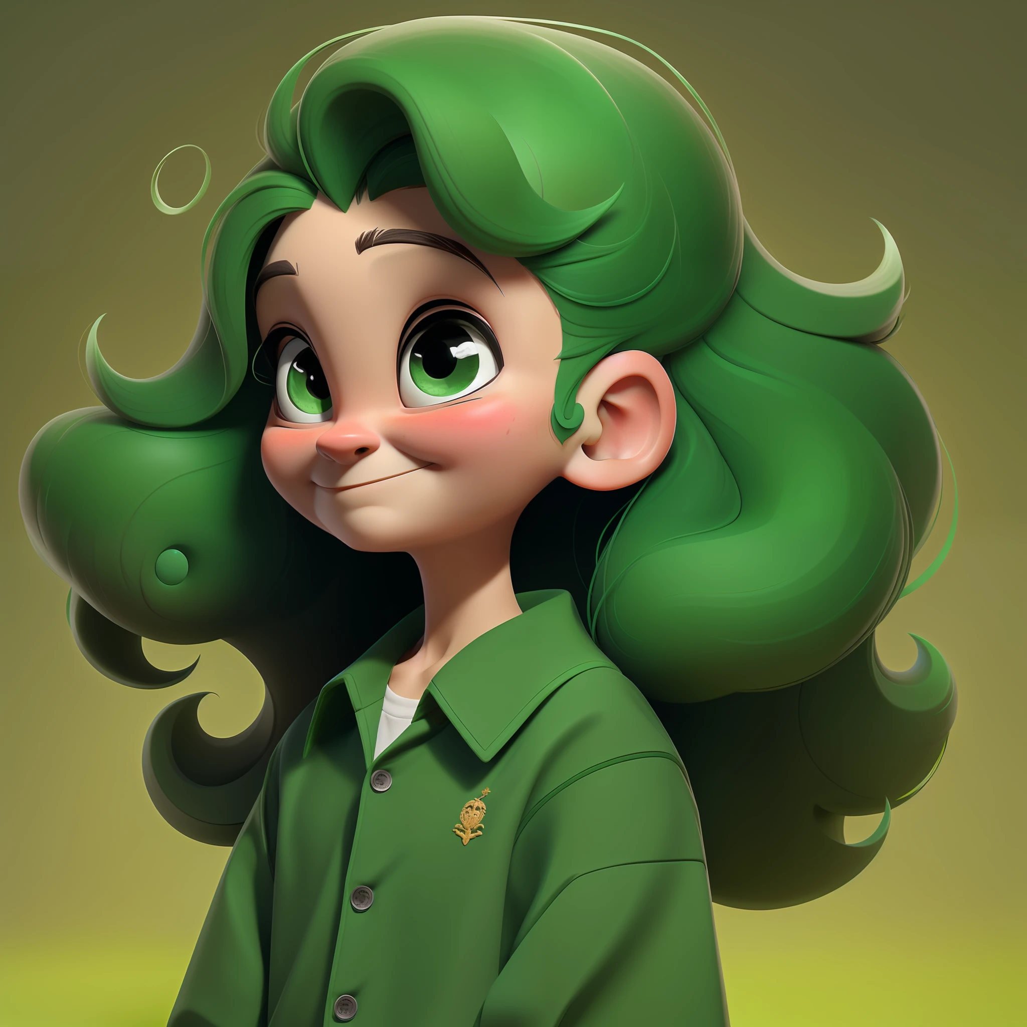sozinho, 1st grade, foco masculino e feminino, fundo simples, sorrir, male and female child, cabelo curto, boca fechada, Green is a magical color with a playful and fun spirit. Ele tem um tom de pele verde exuberante, com cabelos cacheados que lembram folhas frescas. Seus olhos brincam com travessuras e travessuras.