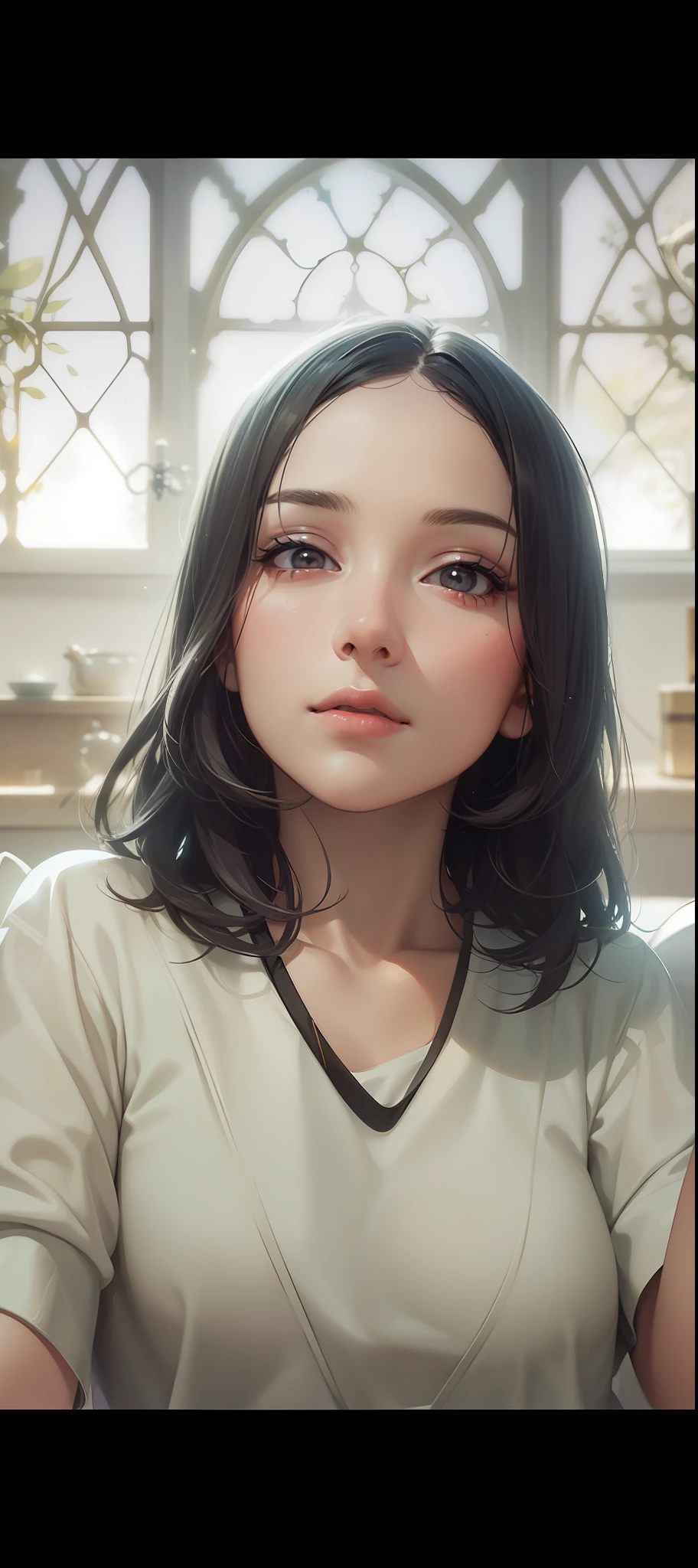 (Photoreal: 1.4), (Hyper-Realistic: 1.4), (Realistic: 1.3), (Smooth Lighting: 1.05), (Improved Cinematic Lighting: 0.9), 10, 1 girl, 20 Year Old Girl, Realistic lighting, Backlight, face light, Ray Trace, (Whitening Light: 1.2), (Image Enhancement: 1.4), ( Top Quality Real Skin: 1.4), narrow eyes, Narrow Face, narrow eyes, (Body Line Mood Increase: 1.1), mediuml breasts, Beauty of Skin Texture: 1.1),