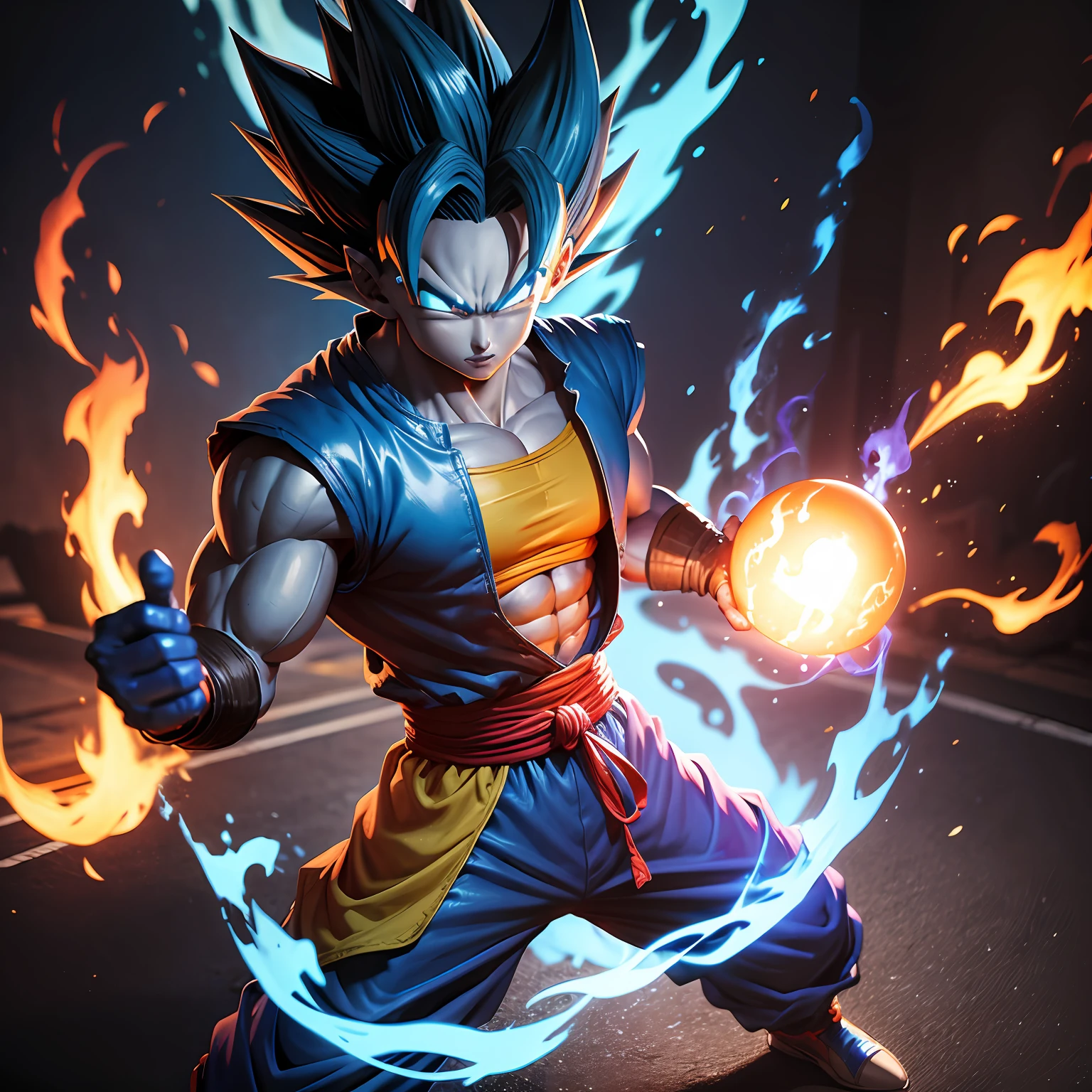 Cool blue flame Dragon Ball standing --auto