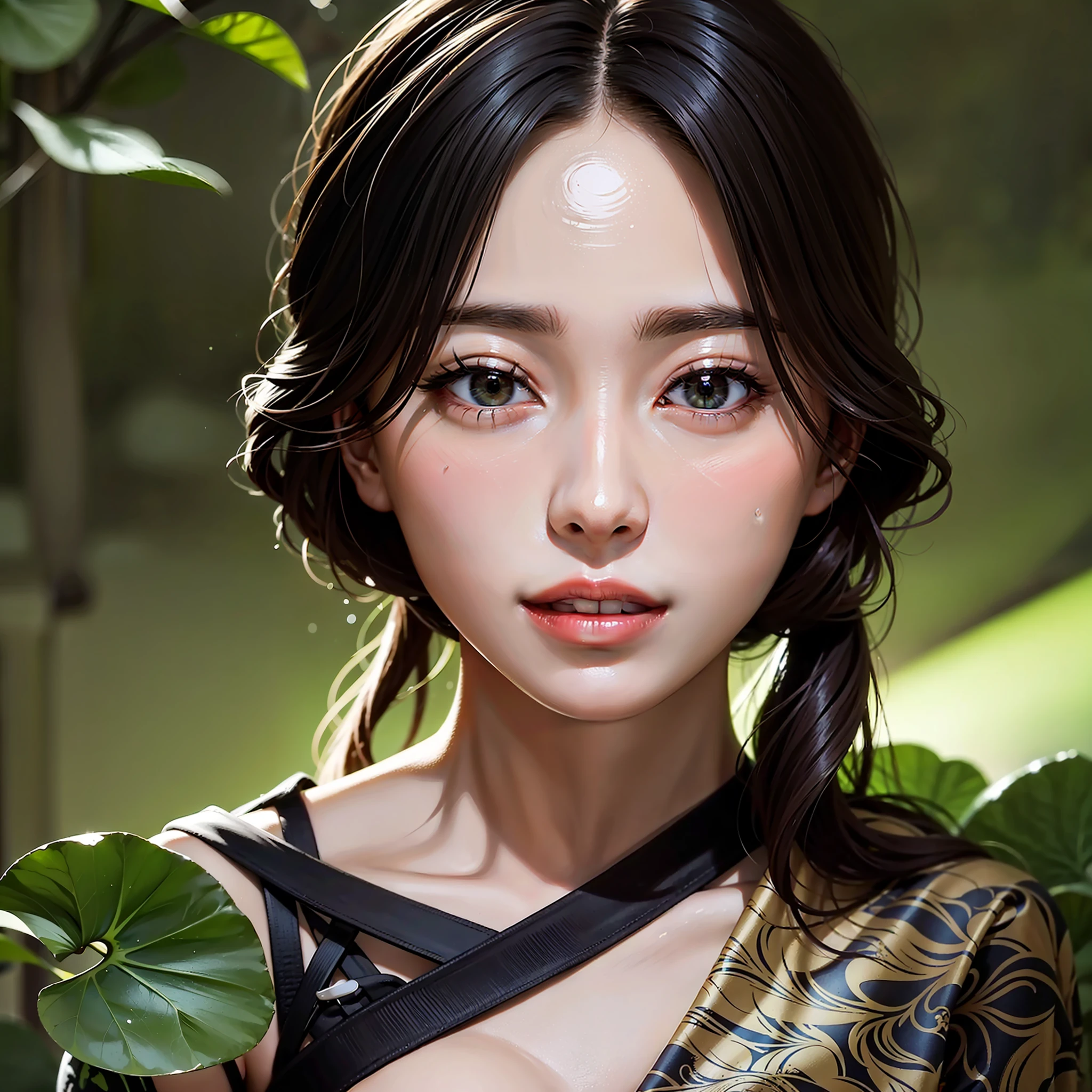 Beautiful ancient Chinese beauty sitting on stone,Wearing ancient Chinese clothing,Penetrating the ink style and fresh tones,Highlight the light elegance of lotus flowers and large lotus leaves。Ultra-detailed details,Cutting and cutting,Be bold and leave blank,Expressive and beautiful,Deliver high-quality 4K quality,Masterpiece composition。
