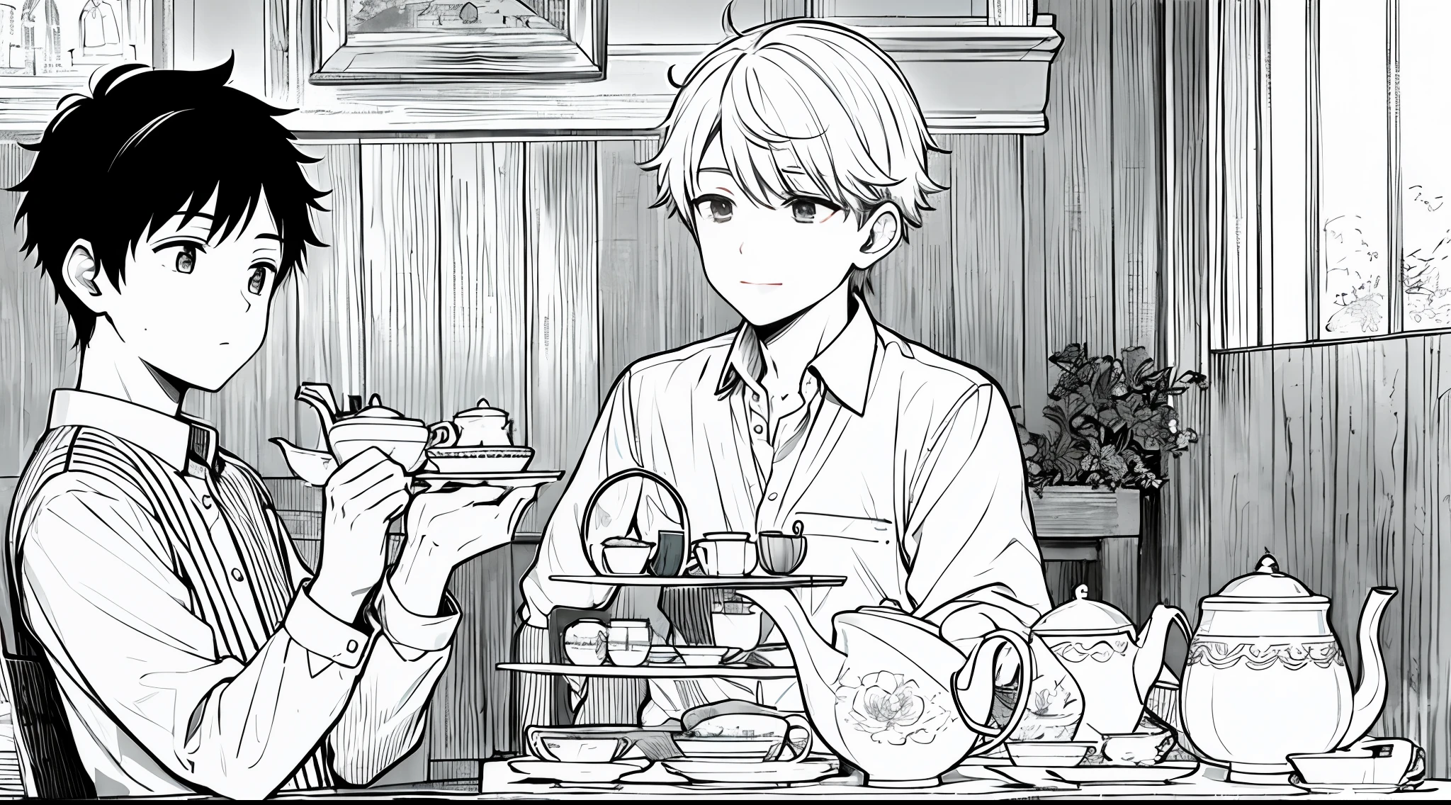 A boy at and afternoon tea