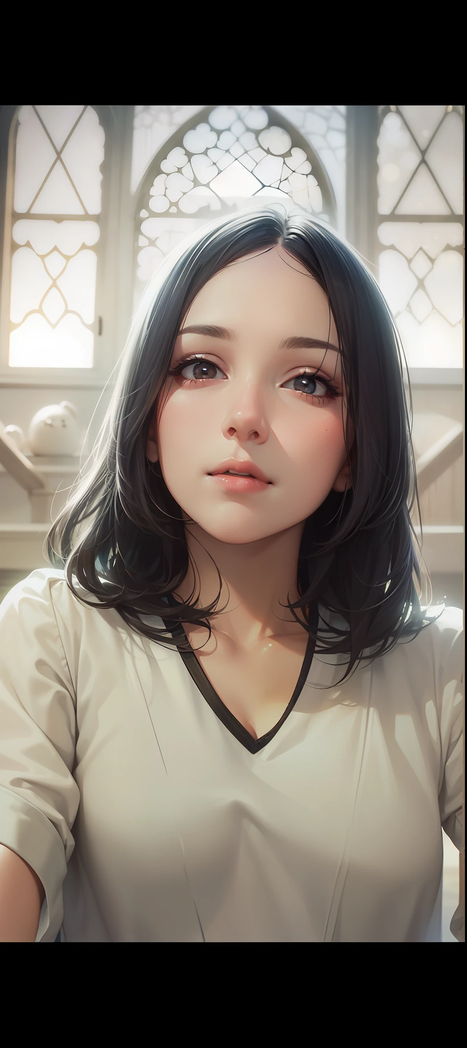 (Photoreal: 1.4), (Hyper-Realistic: 1.4), (Realistic: 1.3), (Smooth Lighting: 1.05), (Improved Cinematic Lighting: 0.9), 10, 1 girl, 20 Year Old Girl, Realistic lighting, Backlight, face light, Ray Trace, (Whitening Light: 1.2), (Image Enhancement: 1.4), ( Top Quality Real Skin: 1.4), narrow eyes, Narrow Face, narrow eyes, (Body Line Mood Increase: 1.1), mediuml breasts, Beauty of Skin Texture: 1.1),