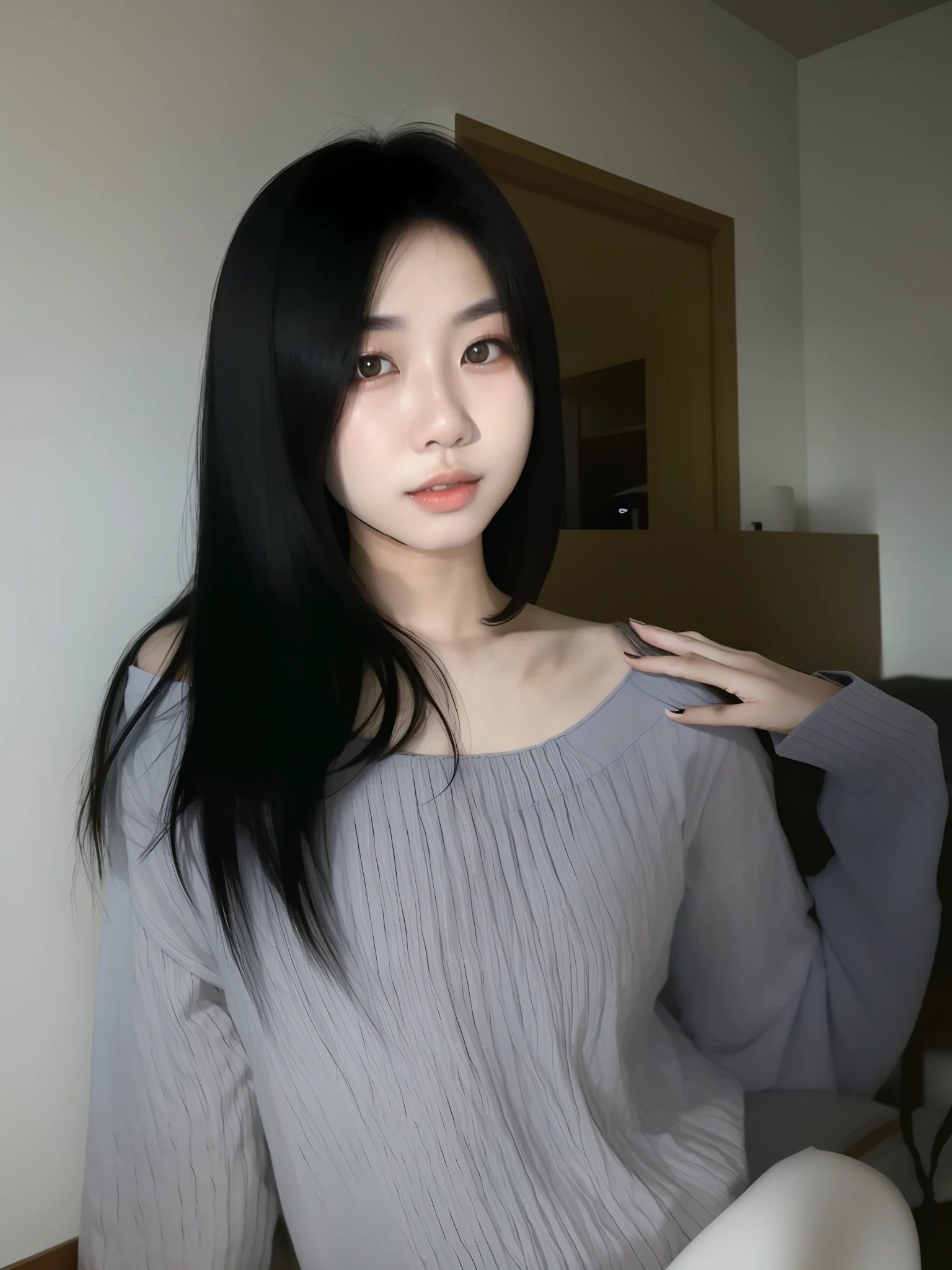 araffed asian woman with long black hair posing for a picture, korean girl, 18 years old, 2 2 years old, korean woman, 19-year-old girl, 21 years old, asian girl, chinese girl, 2 3 years old, 1 6 years old, 2 7 years old, 2 8 years old, xintong chen