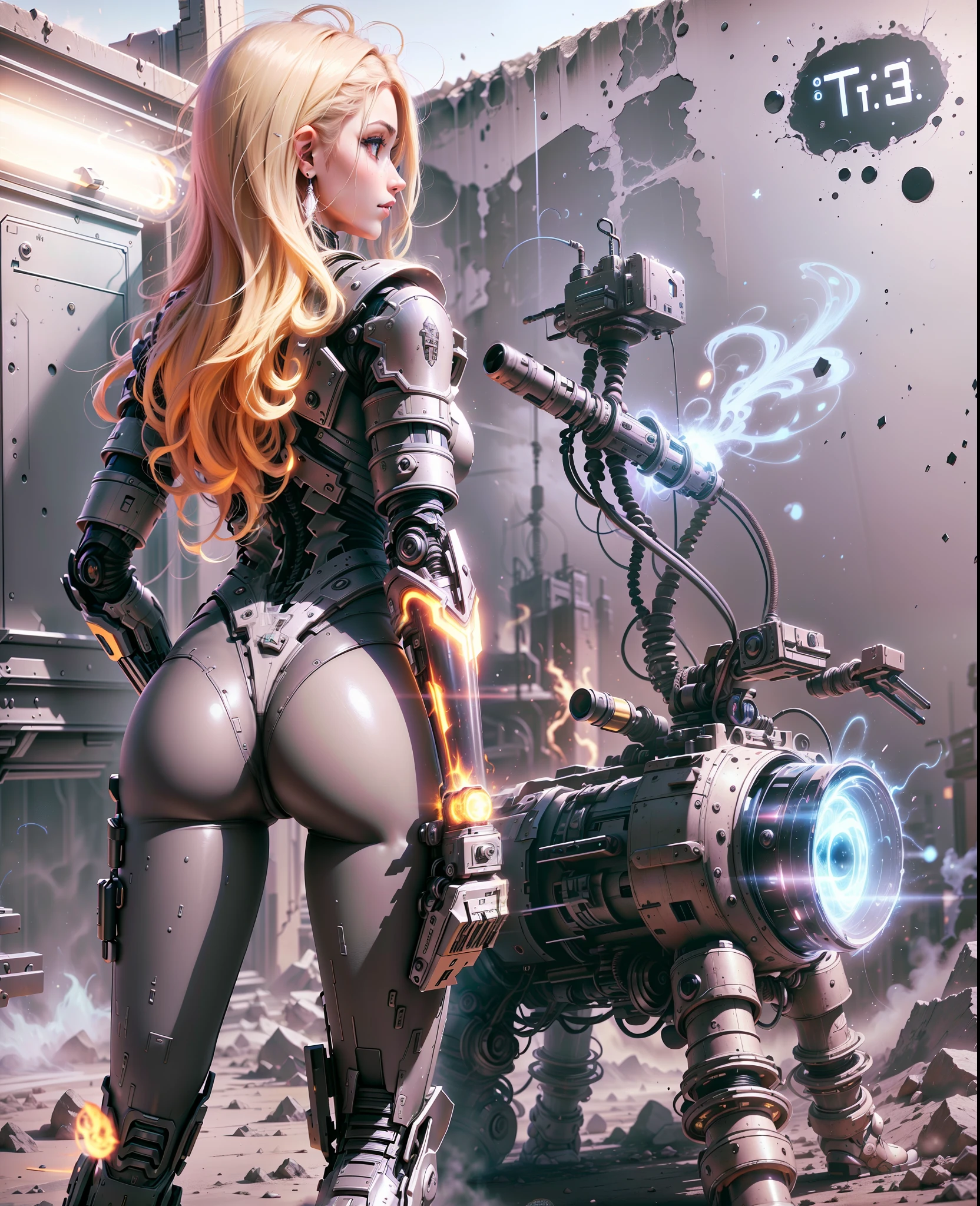 ((Mejor calidad)), ((obra maestra)), (muy detallado: 1.3), 3D, Shitu-mecha, Beautiful Caucasian women blonde cyberpunk with their wick in the ruins of the city of a forgotten war, ancient technology, HDR (High Dymanic Range), trazado de rayos, NVIDIA RTX, superresolución, irreal 5, Sub-Surface Scatterring, texturizado PBR, posprocesamiento, Anisotropic filtering, profundidad de campo, Maximum clarity and sharpness, texturas multicapa, mapas de albedo y especulares, sombreado de superficie, Accurate simulation of light-material interaction, proporciones perfectas, octanaje renderizado, two tone lighting, ISO bajo, balance de blancos, regla de tercios, apertura amplia, 8K RAW, Efficient Sub-Pixel, sub-pixel convolution, Luminescent Particles, Light scattering, efecto Tyndall --auto --s2