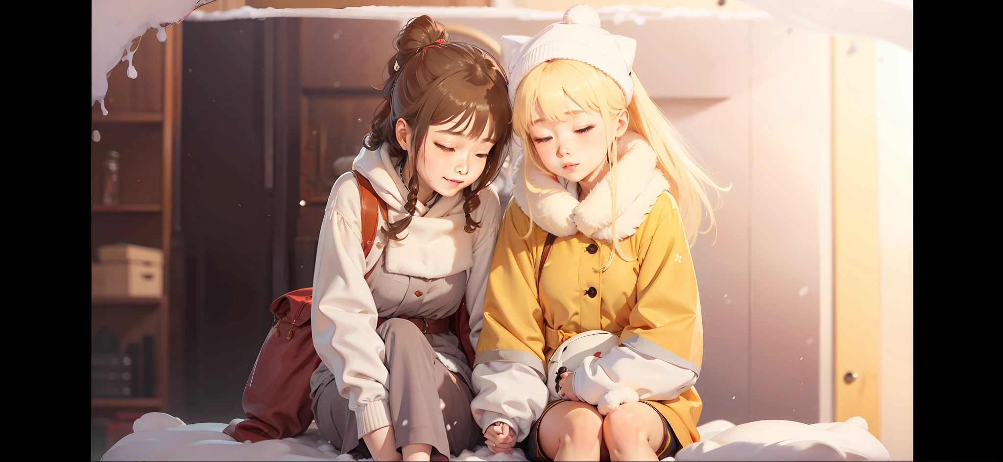 sisterhood,Rely on each other,at winter season,Warm
