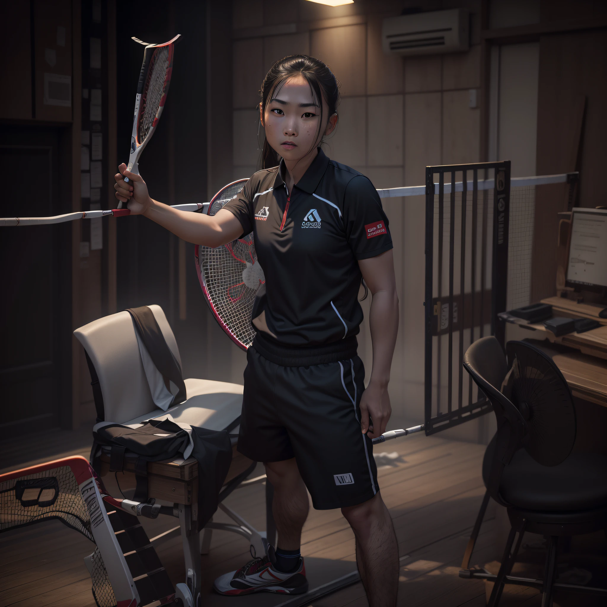 Badminton, realistic rackets,Realiy,hyper HD,acurate,tmasterpiece,16k,A high resolution,high qulity,best qualtiy,Dissection is correct,Textured skin --auto