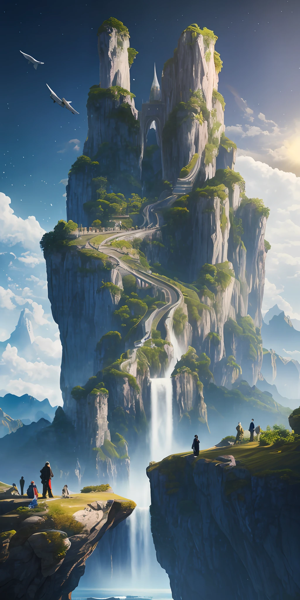 The Q version sits down and looks down on the Chinese style, everyone is taller than the mountain