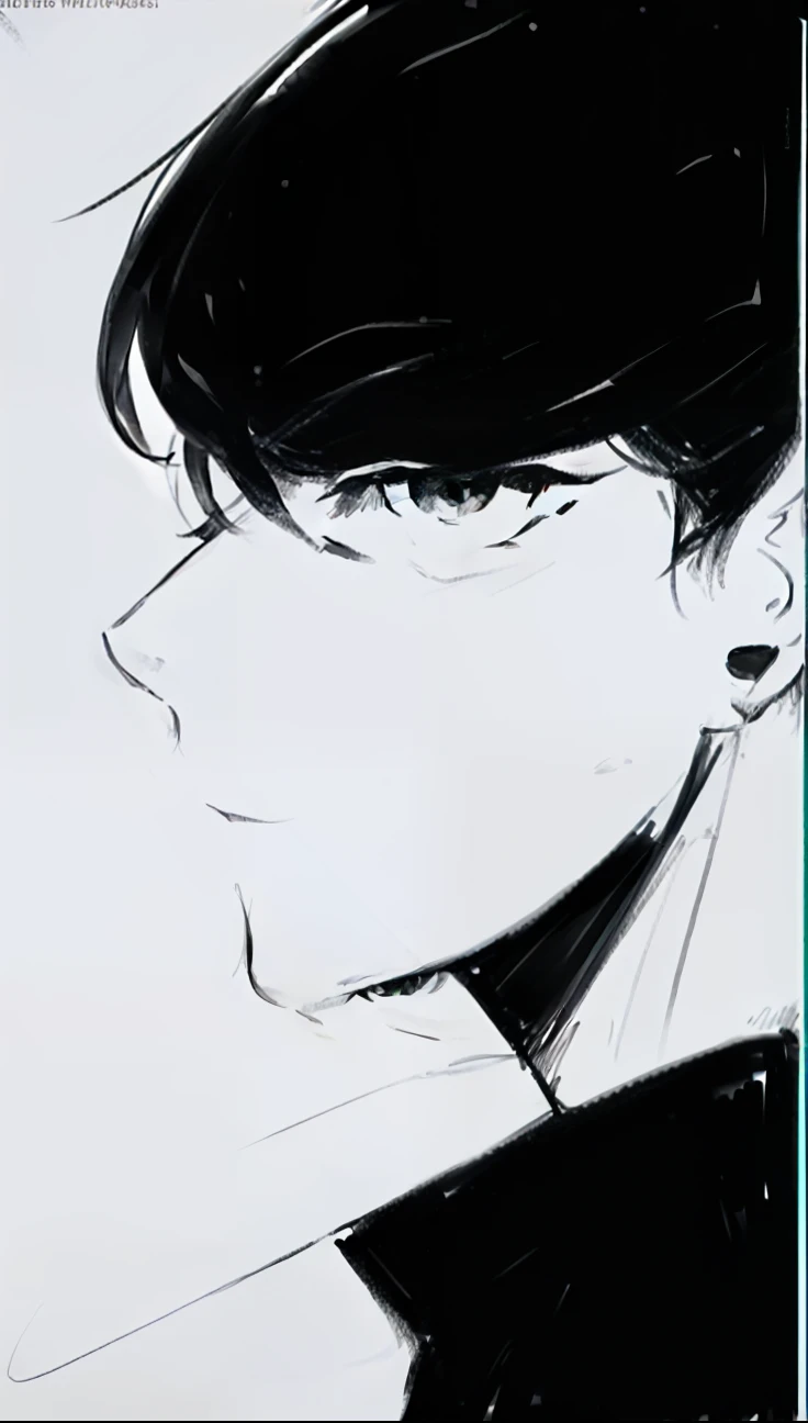a close up of a person with a black and white picture, kentaro miura manga art style, BW close-up - upward contoured face, Tumblr, intense black line art, kentaro miura manga style, black and white manga style, Sideburns, inspirado em Okumura Masanobu, in kaethe butcher, thick black lineart, subtle anime style