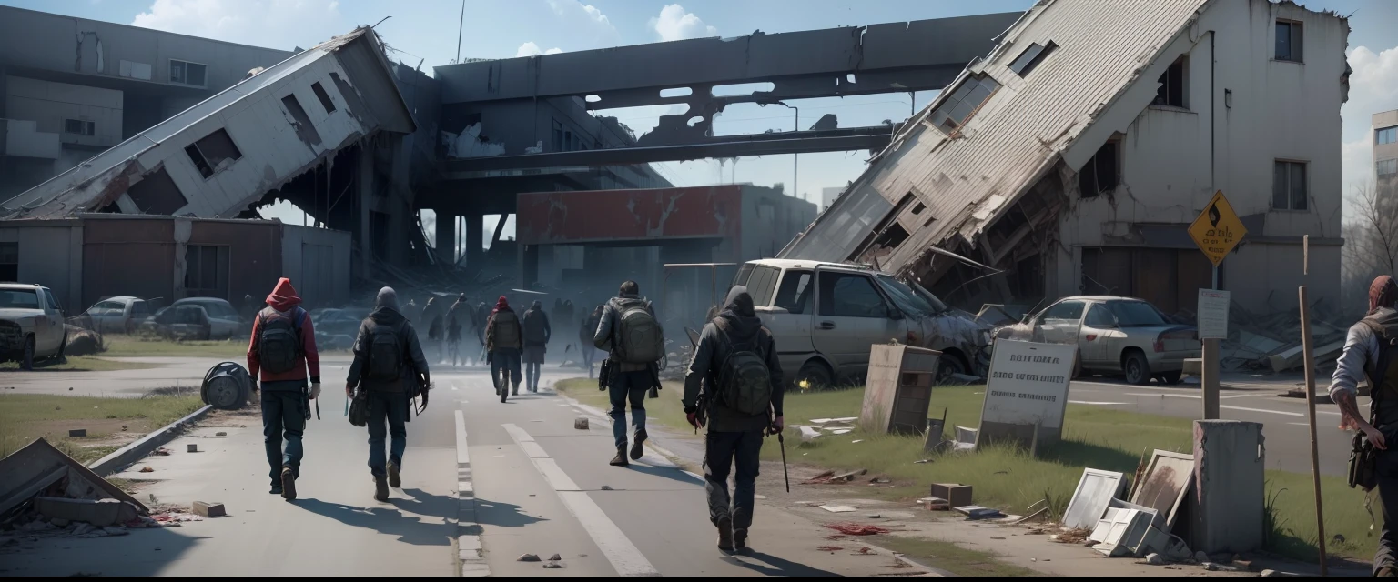 Idealize the place taken by chaos and destruction in a world of zombie apocalypse --auto