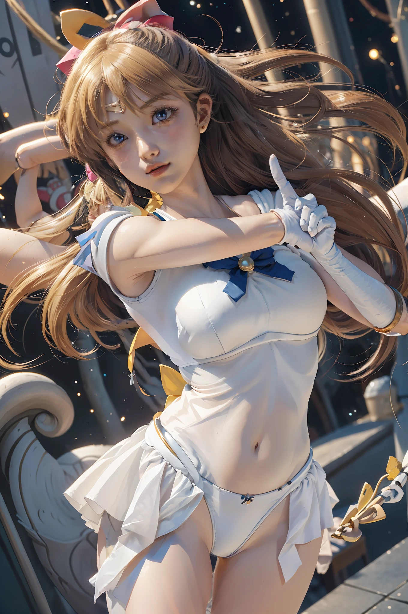 high-level image quality、Photo,White panty、rialistic photo、An ultra-high picture quality、Panties showing off a rolled up skirt、Beautiful armpits、Beautiful white panties、Live-action quality、skirt by the、a miniskirt、Characteristics of a real girl、In live-action style、a picture、Photo Real、Realisticity、Crotch wide open、I can see my panties.、Beautiful facial features、beautiful thigh、Ultra mini skirt、sailorvenus、poneyTail、Spread your crotch wide、a close up of a woman in a costume posing for a picture, White panty、A sexy、Anime girl cosplay, Sailor Moon Style, Anime Cosplay, Beautiful armpits、Beautiful navel、Sailor Moon!! Beautiful, cosplay foto, Cosplay, Real Photographics, Inspired by Yang J