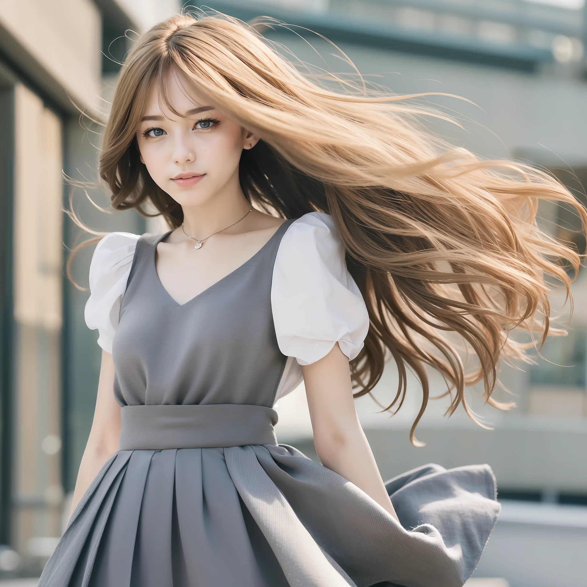 "(Best picture quality、A masterpice), white backgrounid, Ultra-thin paper,Sparkling, Beautiful and tasteful, The wind blew for a long time, curly blond hair, Vivid and stunning,Scottish pleated skirt,Greater wind,The wind blows hair,Floating hair,Static clothes,Short sleeved bodice。"
