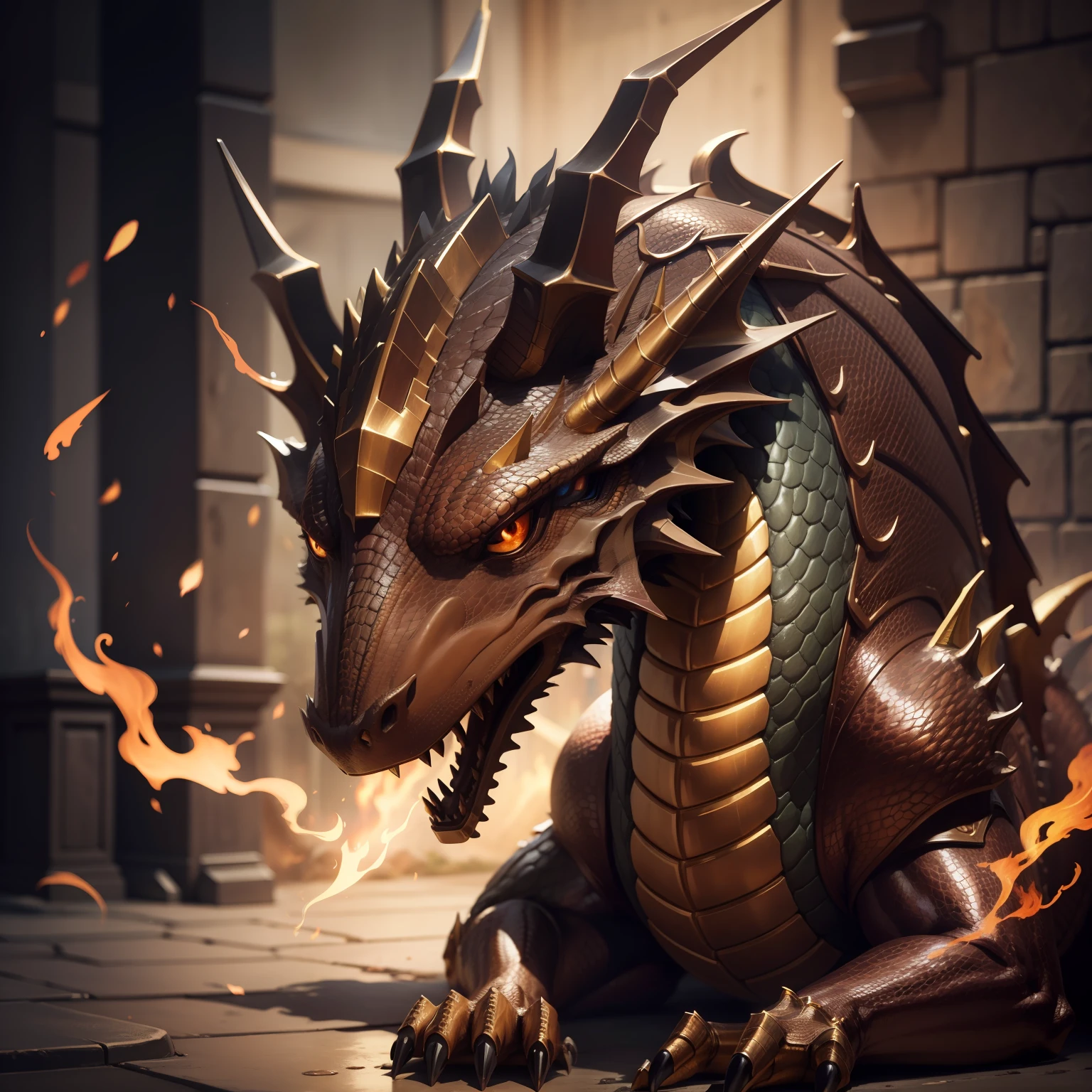 A bronze-colored dragon all over --auto