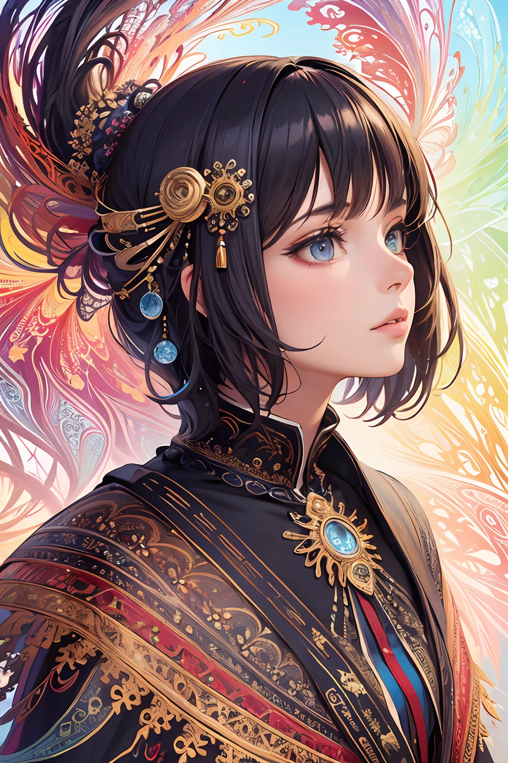 (masterpiece, top quality, best quality, official art, beautiful and aesthetic:1.2), (1girl), extreme detailed,(fractal art:1.3),colorful,highest detailed