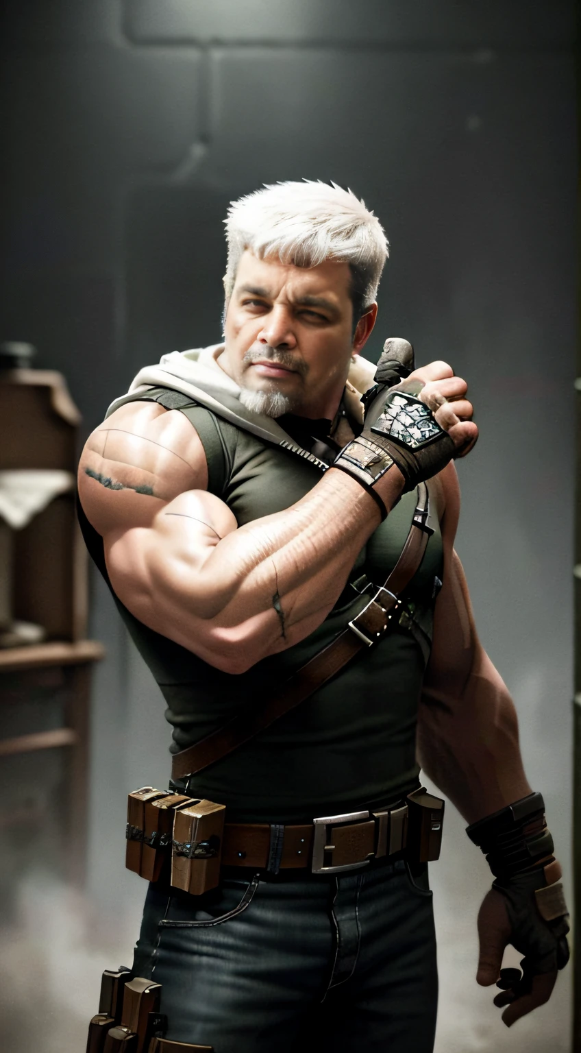PetrPavel as badass bounty hunter, gritty, stunning, soft focus, character concept art, studio quality, detailed, well-lit, ambient occlusion, volumetric lighting