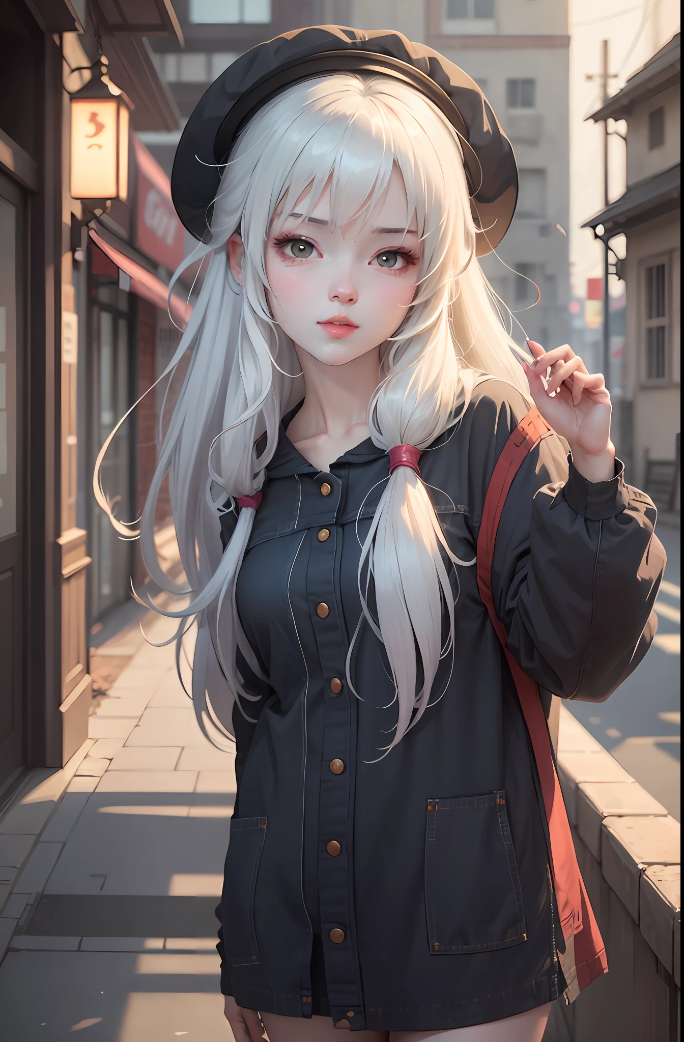 Anime girl with long white hair and hat on her head, white-haired god, Guviz-style artwork, Guweiz in Pixiv ArtStation, detailed portrait of an anime girl, Girl with white hair, Guweiz on ArtStation Pixiv, a beautiful anime portrait, portrait anime girl, Anime art wallpaper 4 K, Anime art wallpaper 4k