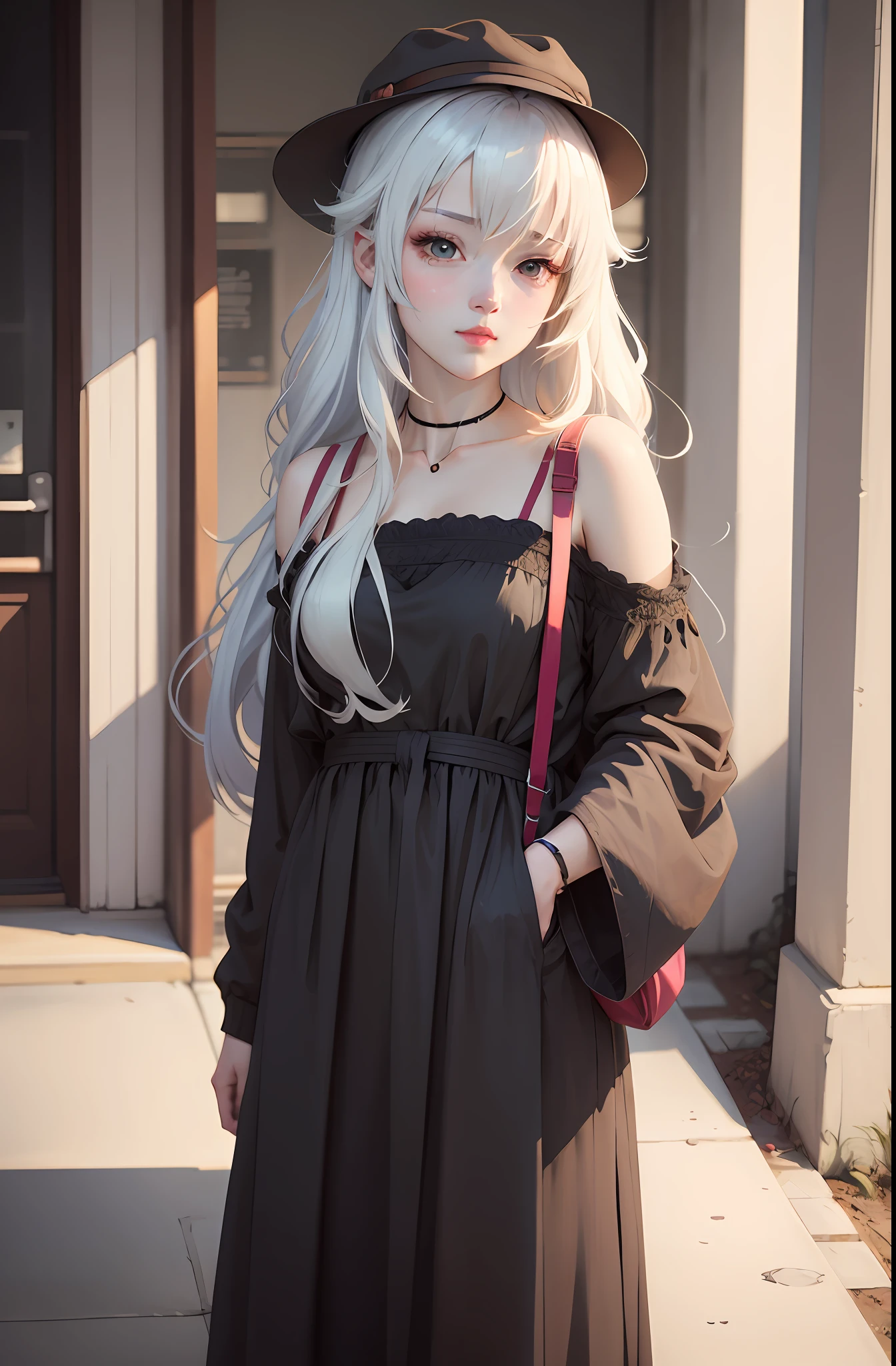 Anime girl with long white hair and hat on her head, white-haired god, Guviz-style artwork, Guweiz in Pixiv ArtStation, detailed portrait of an anime girl, Girl with white hair, Guweiz on ArtStation Pixiv, a beautiful anime portrait, portrait anime girl, Anime art wallpaper 4 K, Anime art wallpaper 4k