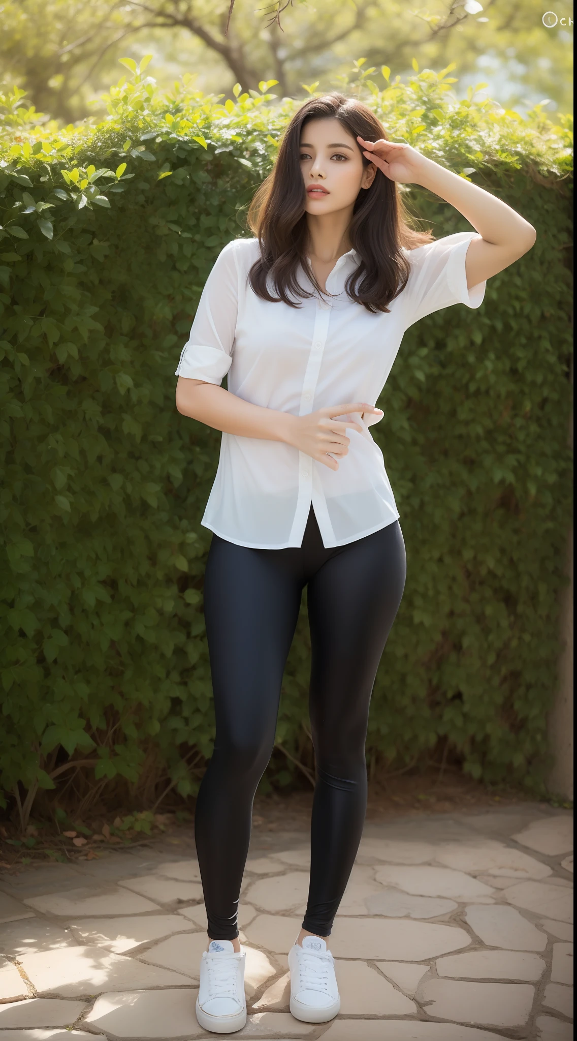 beautiful young indian girl, melhor qualidade, ultra high-resolution, (fotorrealista: 1.4), outono, sakura tree, sneaker, camisa branca, legging preta, calcinha, brassier, ((salto-alto)), corpo perfeito, seios pequenos, seios nus, mamilos duros, cabelos longos loiro, ((olhos detalhados)), corpo inteiro, sexual excitement,pose, sentado no banco quadrado, ((chovendo)), ((roupa molhada)), pele detalhada, pele clara