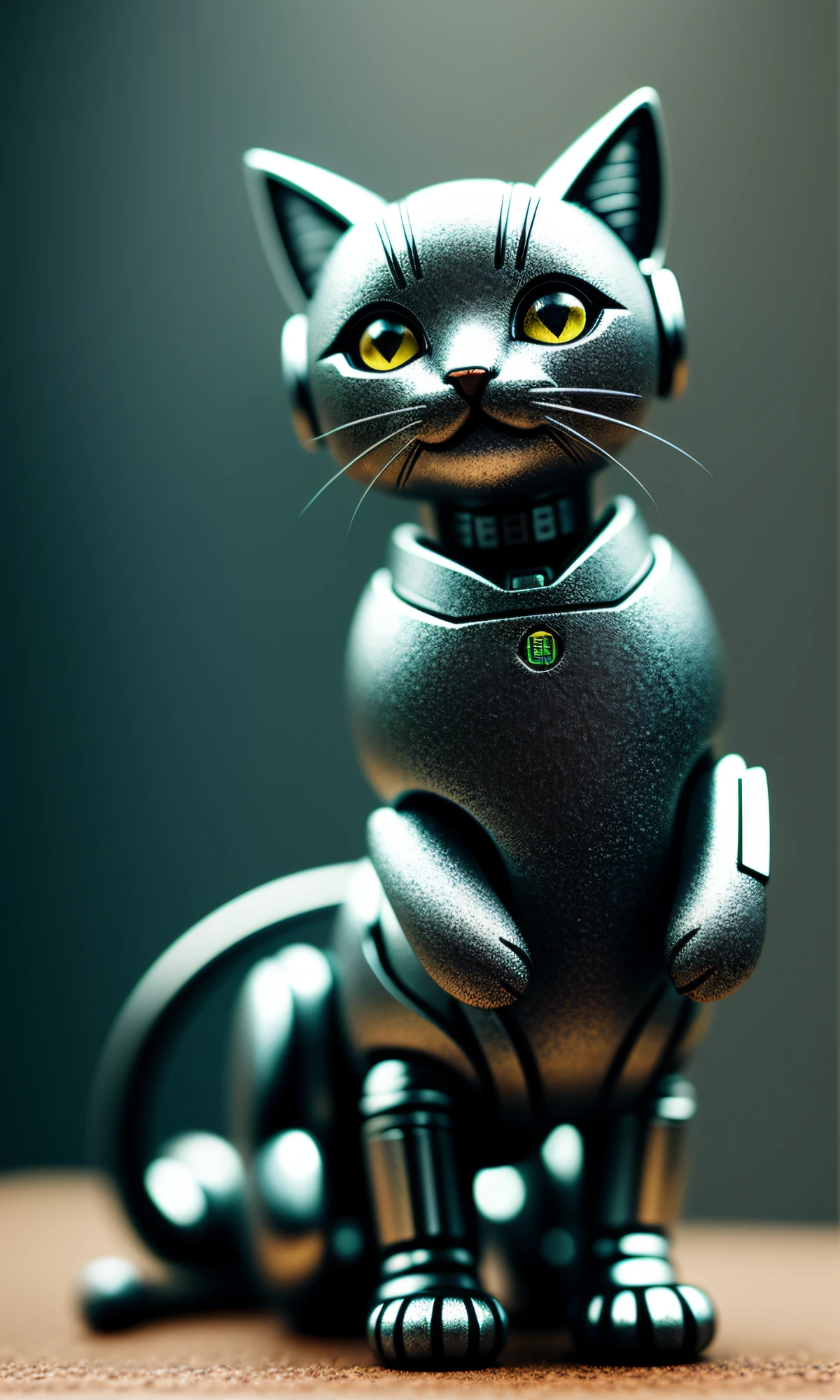 cute kitten made of metal, (cyborg: 1.1), ([tail | detailed wire]: 1.3), (complex detail), HDR, (complex detail, super detail: 1.2), cinematic shot, vignette, center