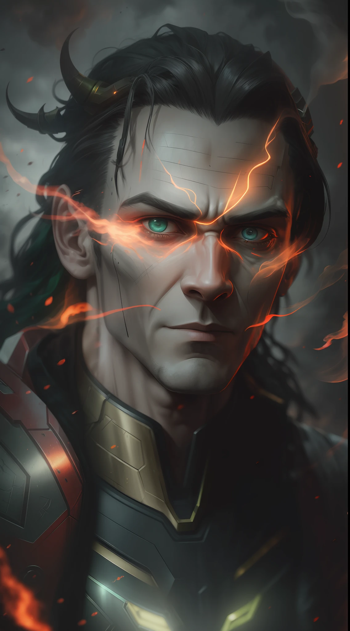 (gloomy shot: 1.1), epic realistic, Cyborg Loki from Marvel in a red smoke cloud, soft cinematic light, Adobe Lightroom, darkroom, HDR, intricate, highly detailed, (depth of field: 1.4), hyper-detail (artstation: 1.4), cinematic, warm light, dramatic light (complex details: 1.1)