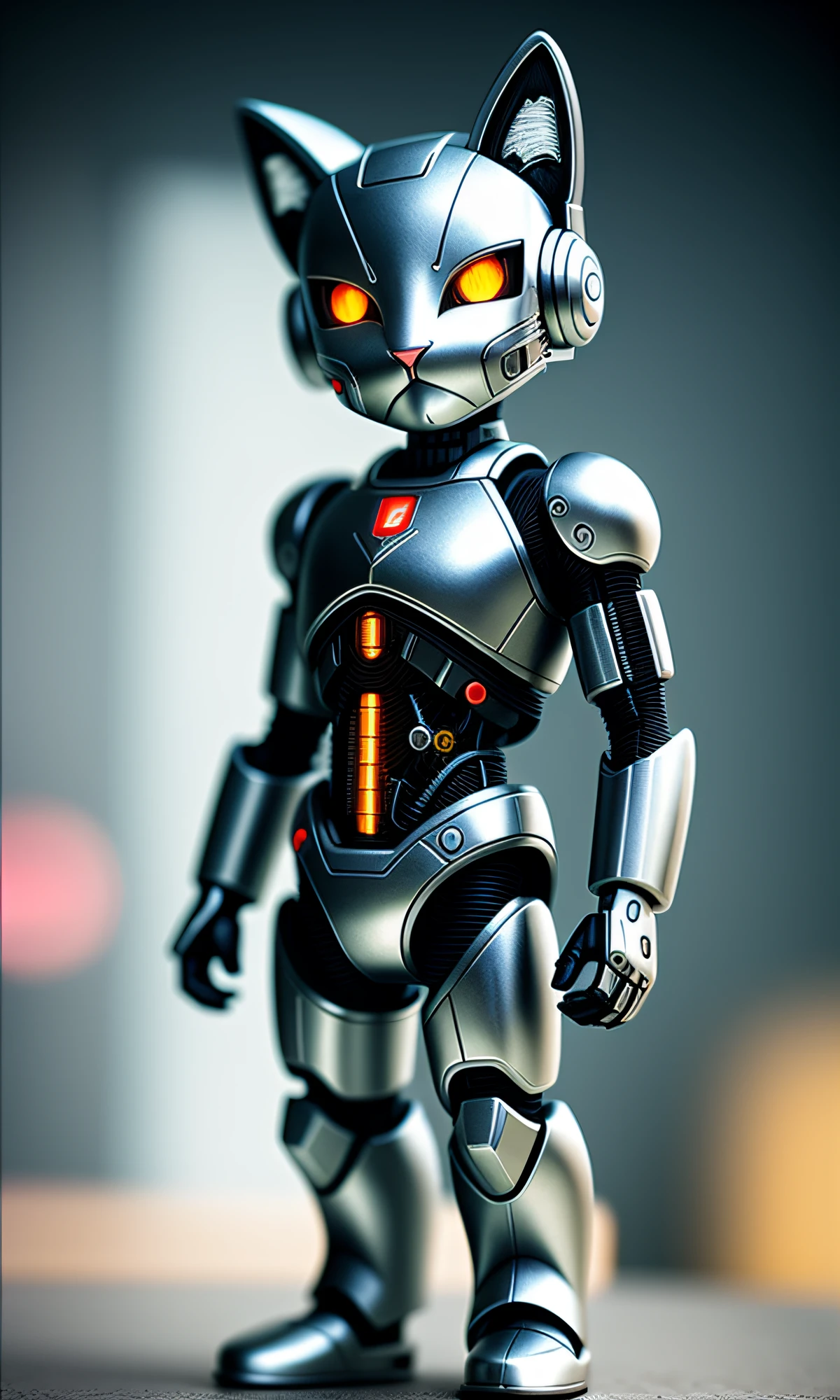 cute kitten made of metal, (cyborg: 1.1), ([tail | detailed wire]: 1.3), (complex detail), HDR, (complex detail, super detail: 1.2), cinematic shot, vignette, center