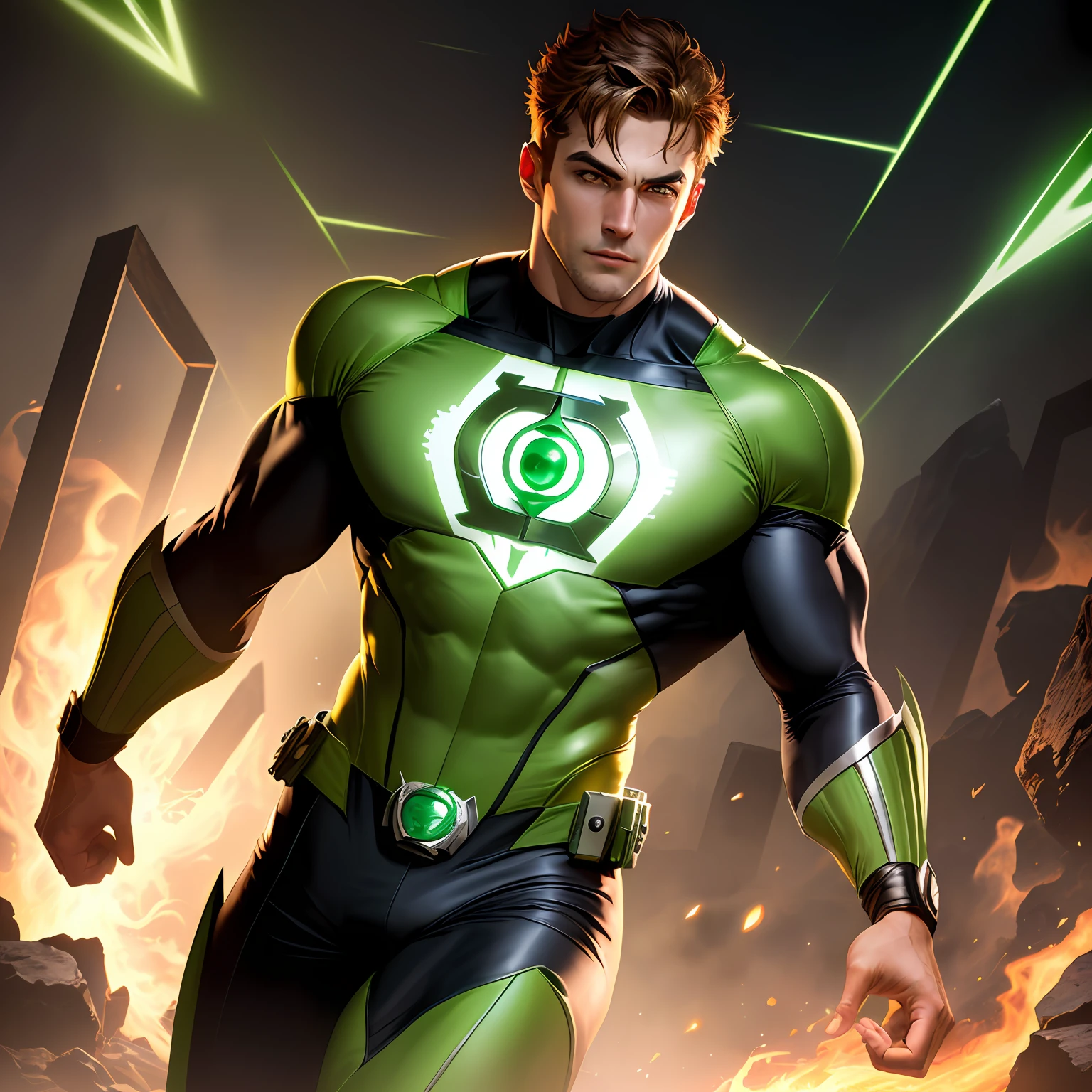 A man in a green lantern costume