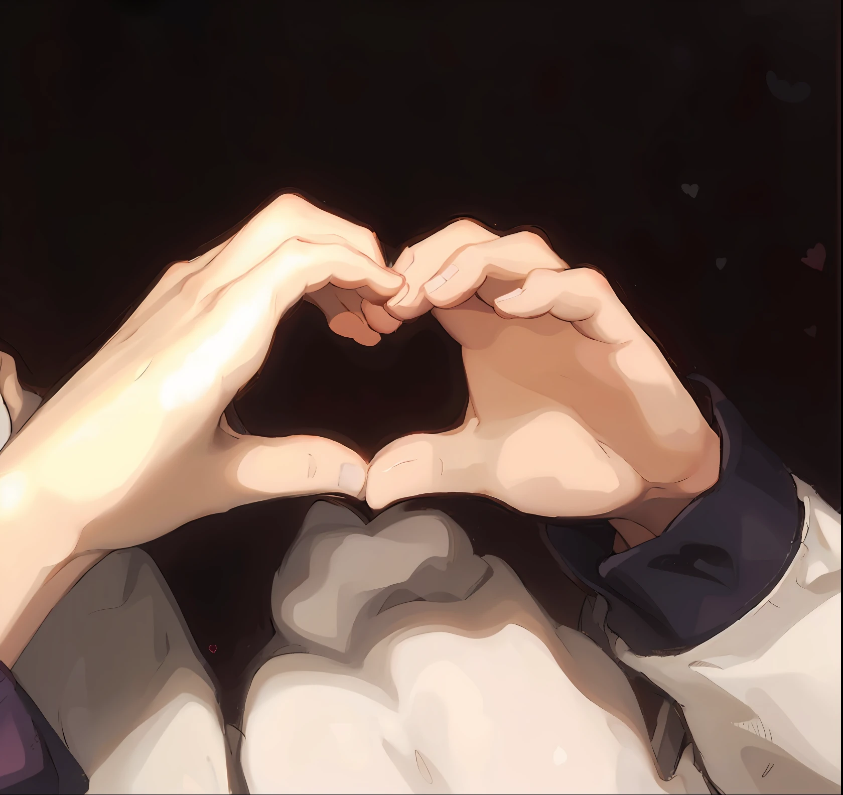 someone making a heart with their hands in the shape of a heart, love moive, forming a heart with their necks, profile image, photoshoot, , hand gesture, pose 1 of 1 6, small heart - shaped face, profile picture, dark background,