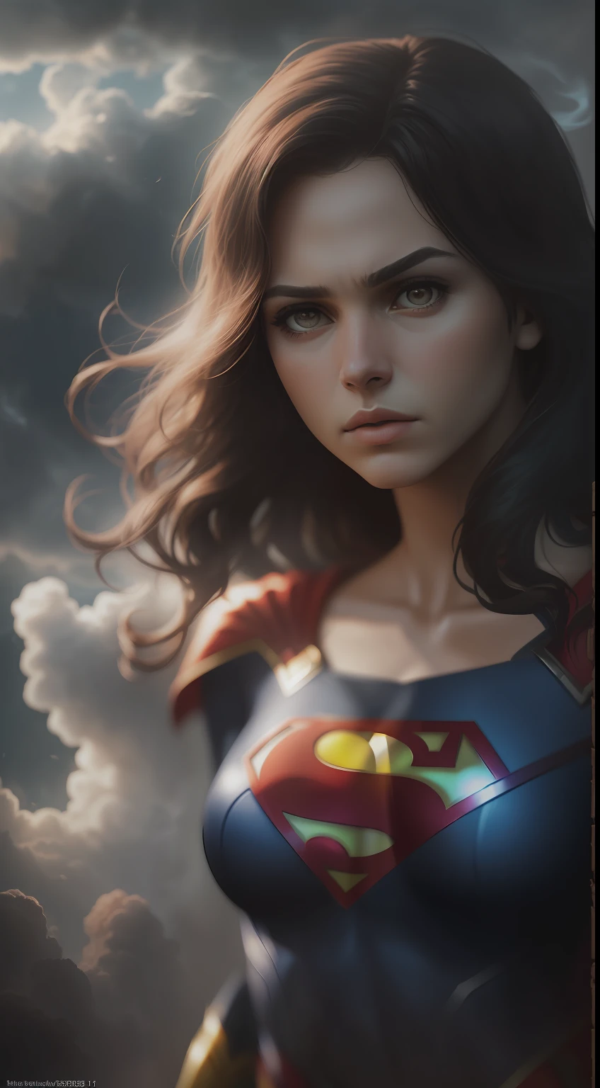 (A gloomy snapshot: 1.1), Epic Realistic, DC Comics' Supergirl in a Red Smoke Cloud, soft cinematic light, Adobe Lightroom, Photo Lab, HDR, an intricate, Highly detailed, (Depth of field: 1,4), hyper-detailing (Artstation: 1,4), Filmic, Warm light, Dramatic light (Complicated details: 1,1)