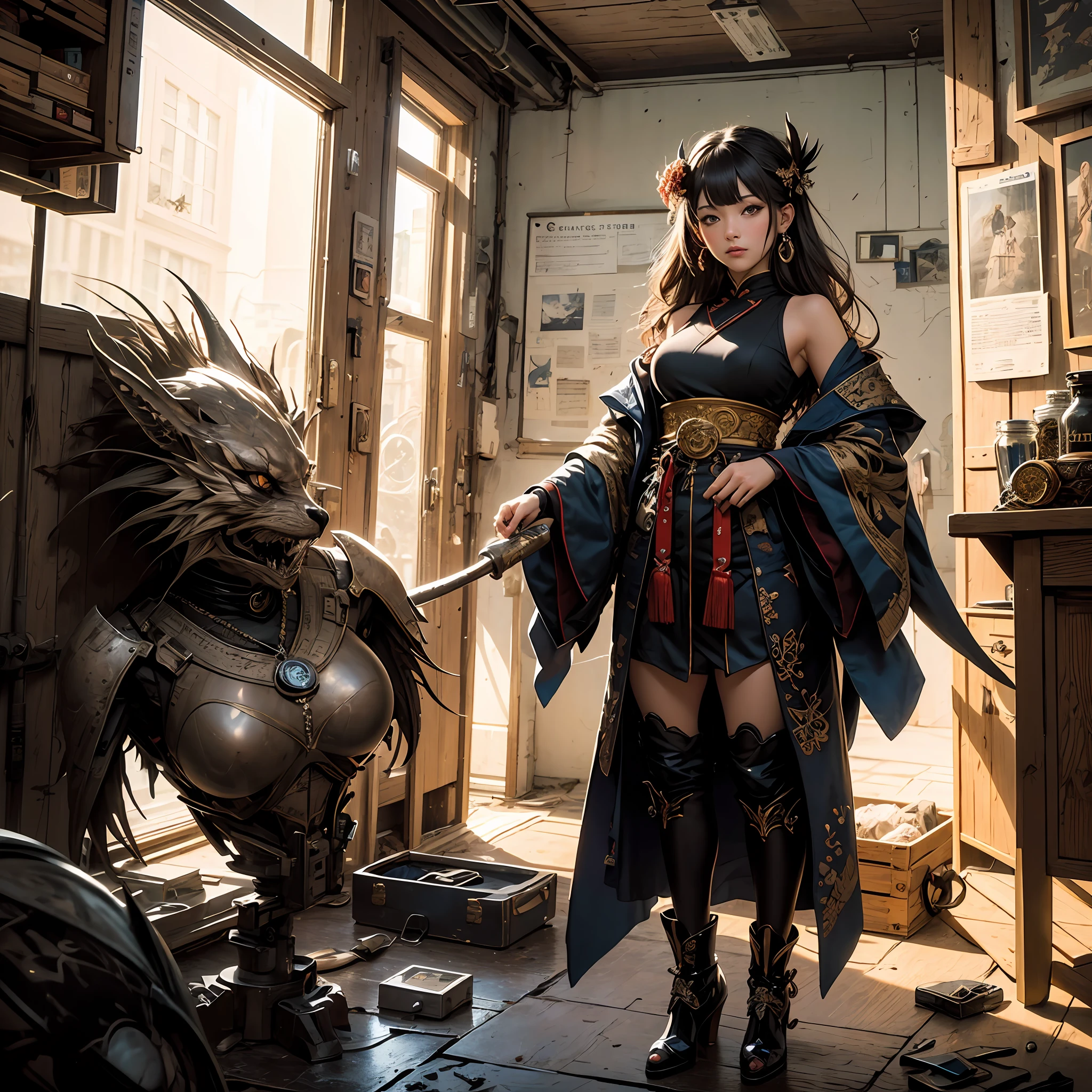 tmasterpiece，Best quality at best，ultra - detailed，4k,ultra-clear，A high resolution，Elevation perspective，a giantess，full bodyesbian，（standing on your feet：1.6），s the perfect face，Glossy glossy skin，walnut，hutao,genshin --auto