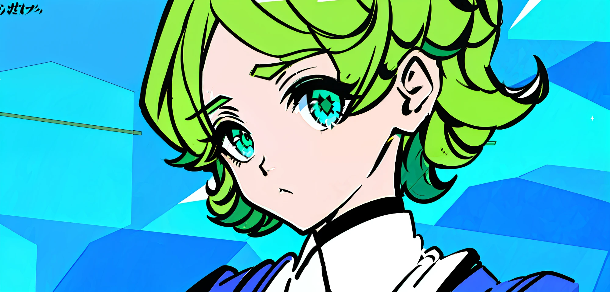 desenho dos desenhos animados de uma mulher com cabelo verde e uma camisa roxa, arte de linha colorida, desenhado no microsoft paint, cel - estilo de arte sombreado, Tatsumaki com cabelo cacheado verde, no estilo de arte do anime 8 0 s, lineart colorido, Tatsumaki, cartunesco bonito, tom de tela colorido, sombreamento estilo anime plano, Feito na ferramenta de pintura SAI2