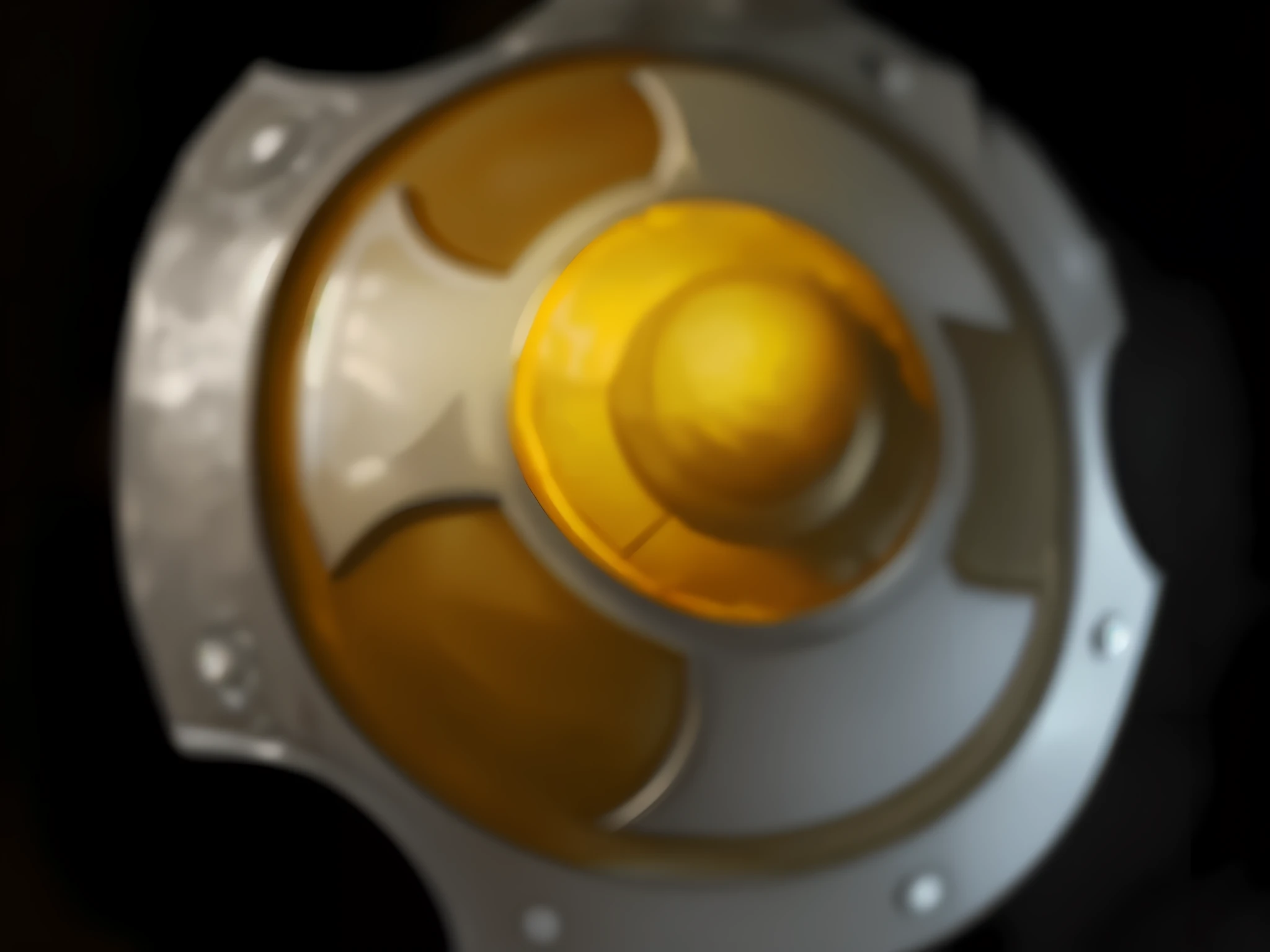 A silver shield has a golden hemisphere in the middle,a shield, fantasy shield, metallic shield, world of warcraft spell icon, rpg item, sheild, shield design, dungeons and dragons artwork, warforged, silver and gold heavy armor, yellow human-sized warforged, holding weapon and shield, a shield, gorget, brass metal armor