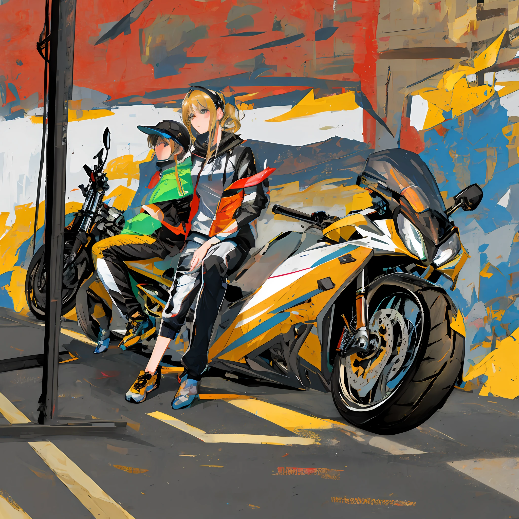 A maiden riding a motorcycle