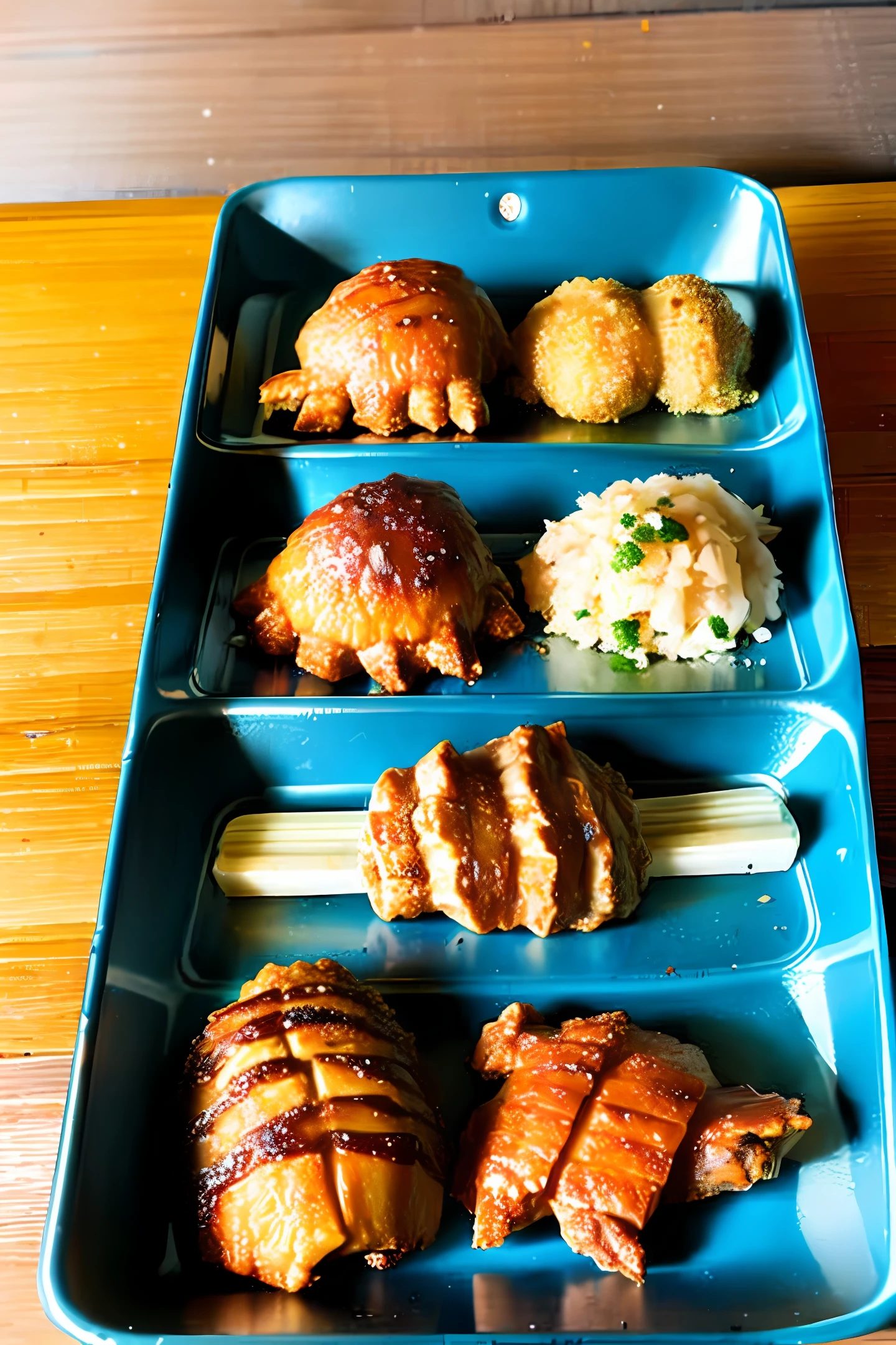 Korean-style fried chicken，Mustard，golden