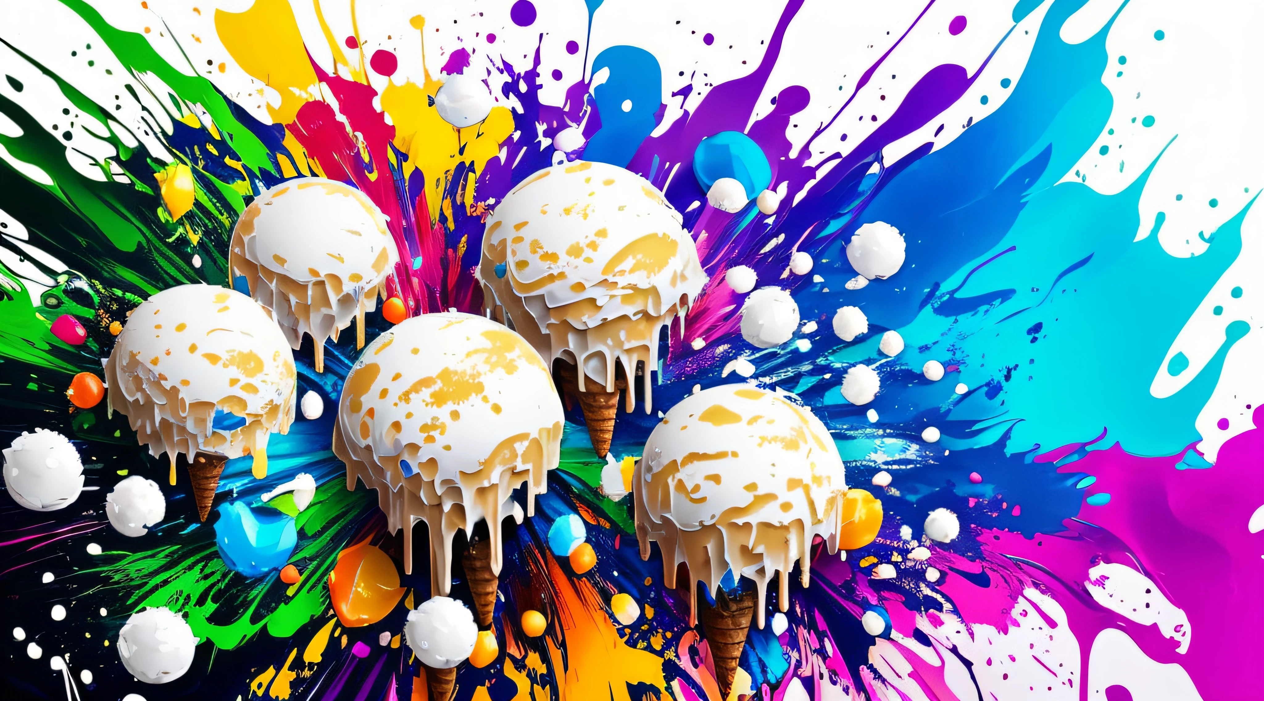 Sticker, Splash art, icecream come ((white background)), epic instagram, artstation, colorful ink splash style, outline, intricately detailed hyperdetailed, unrealistic engine, fantastic, intricate details, splash screen, complementary colors, fantasy concept art, resolution 8k, deviantart masterpiece, oil painting, heavy brush strokes, paint drips, splash arts --auto