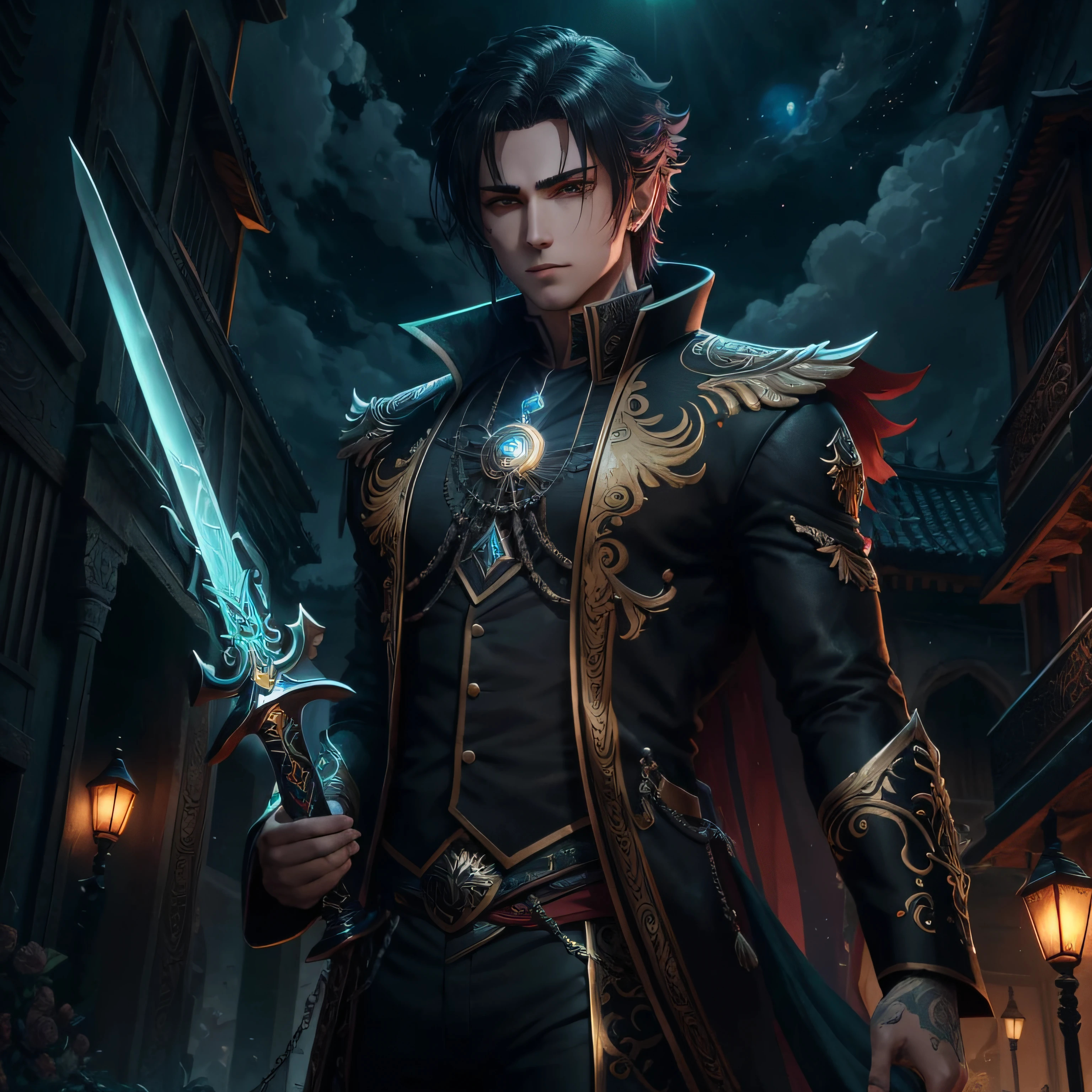 Generate a 4k wallpaper image of the random spiritual master characters from the Swallowed Star anime with The Fallen Master luxurious and super colorful look, trajes estilo social de alta linha no mercado, allure, protagonista desses anime que eu te acabei de falar anteriormente combinados e simbiotizados, with a heavenly brightness and illumination, alto detalhes, visual in VRay or Unreal Engine with the best recommendation for this image style of graphics and ultra detail, HDR10+, colourfull, elegant, fantasy, Nikon D850, Scenery Temple of the Omnipresent Sword , efeitos divinos as roupas e pose de assassino ao personagem, male body and face characteristic. Lineage character of the Virgin Seduction, cabelo preto curto iluminado, olhos vermelhos, vampiro meio humano, obscurial noitecendo.Gere uma imagem wallpaper em 4k dos personagens do anime Swallowed Star com The Fallen Master visual luxuoso e super colorido, trajes estilo social de alta linha no mercado, allure, protagonista desses anime que eu te acabei de falar anteriormente combinados e simbiotizados, with a heavenly brightness and illumination, alto detalhes, visual in VRay or Unreal Engine with the best recommendation for this image style of graphics and ultra detail, HDR10+, colourfull, elegant, fantasy, Nikon D850, Scenery Temple of the Omnipresent Sword , efeitos divinos as roupas e pose de assassino ao personagem, male body and face characteristic. Lineage character of the Virgin Seduction, cabelo preto curto iluminado, olhos vermelhos, vampiro meio humano, obscurial noitecendo. --auto