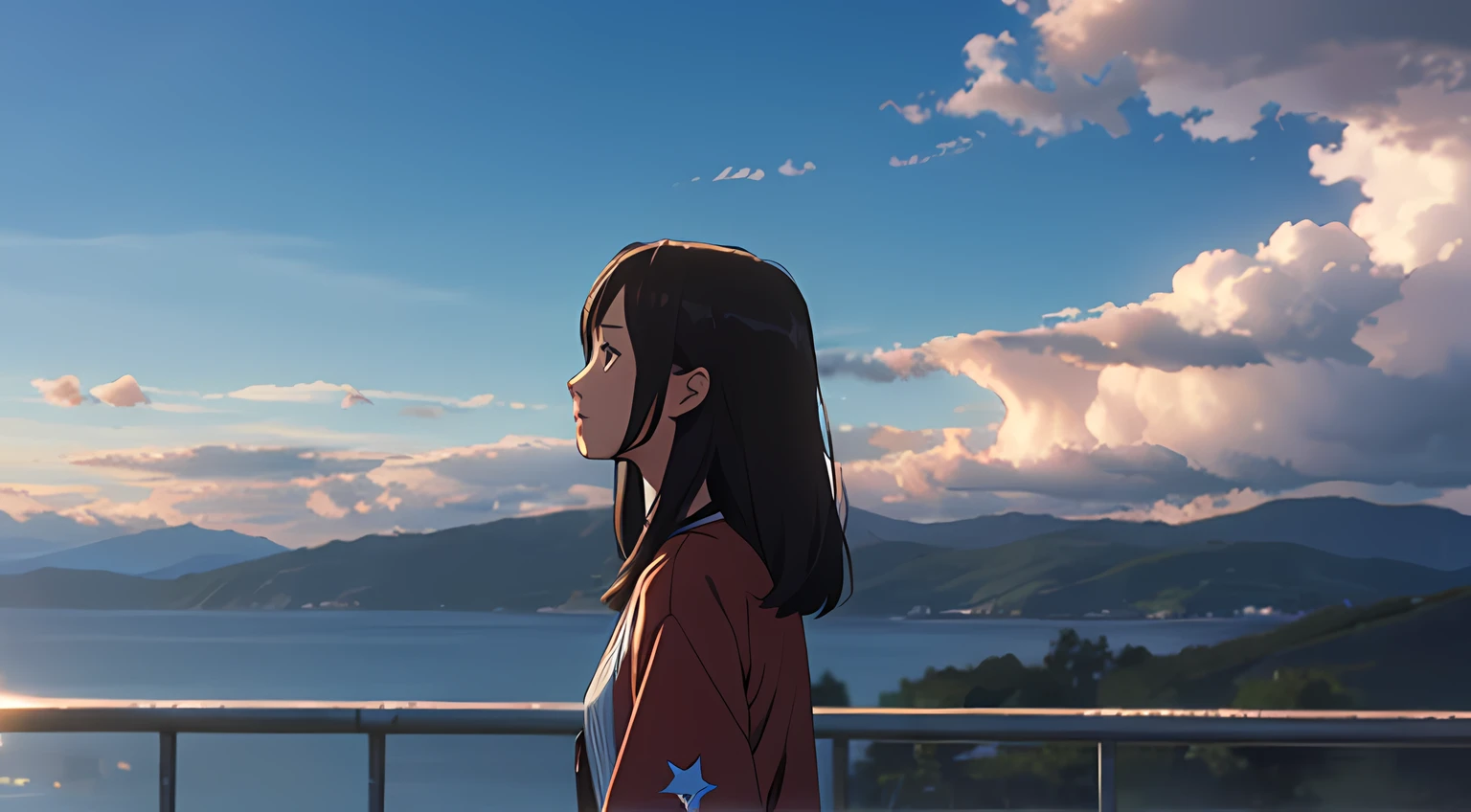 1girll，In the sky