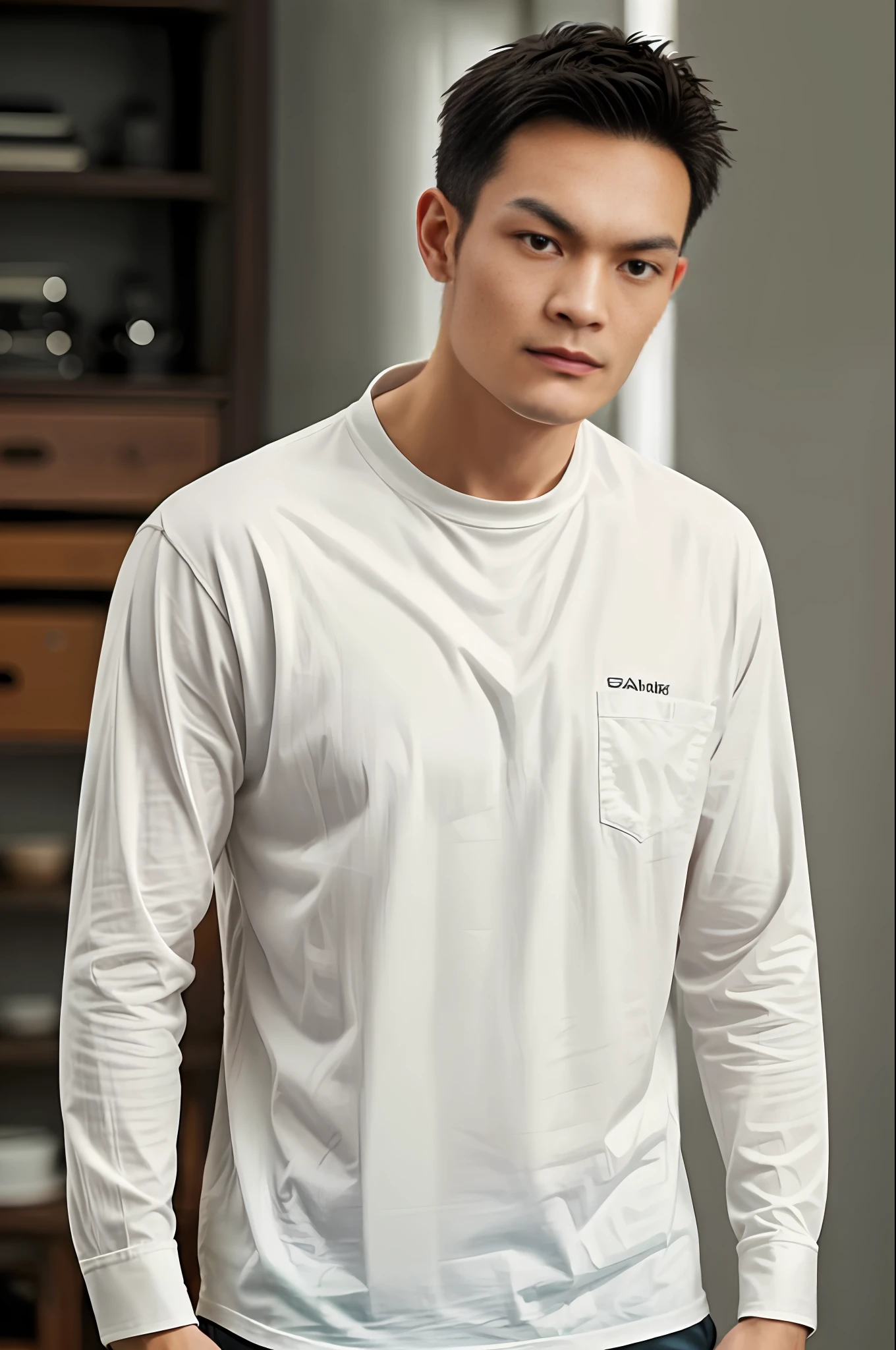 1man，A 30-year-old male，wearing long-sleeve white shirt，Upper body，gentlesoftlighting，tmasterpiece，best qualtiy，8K  UHD，digital SLR camera，filmgrain，Midjourney and greg rutkowski's Fujifilm XT3 realistic painting art