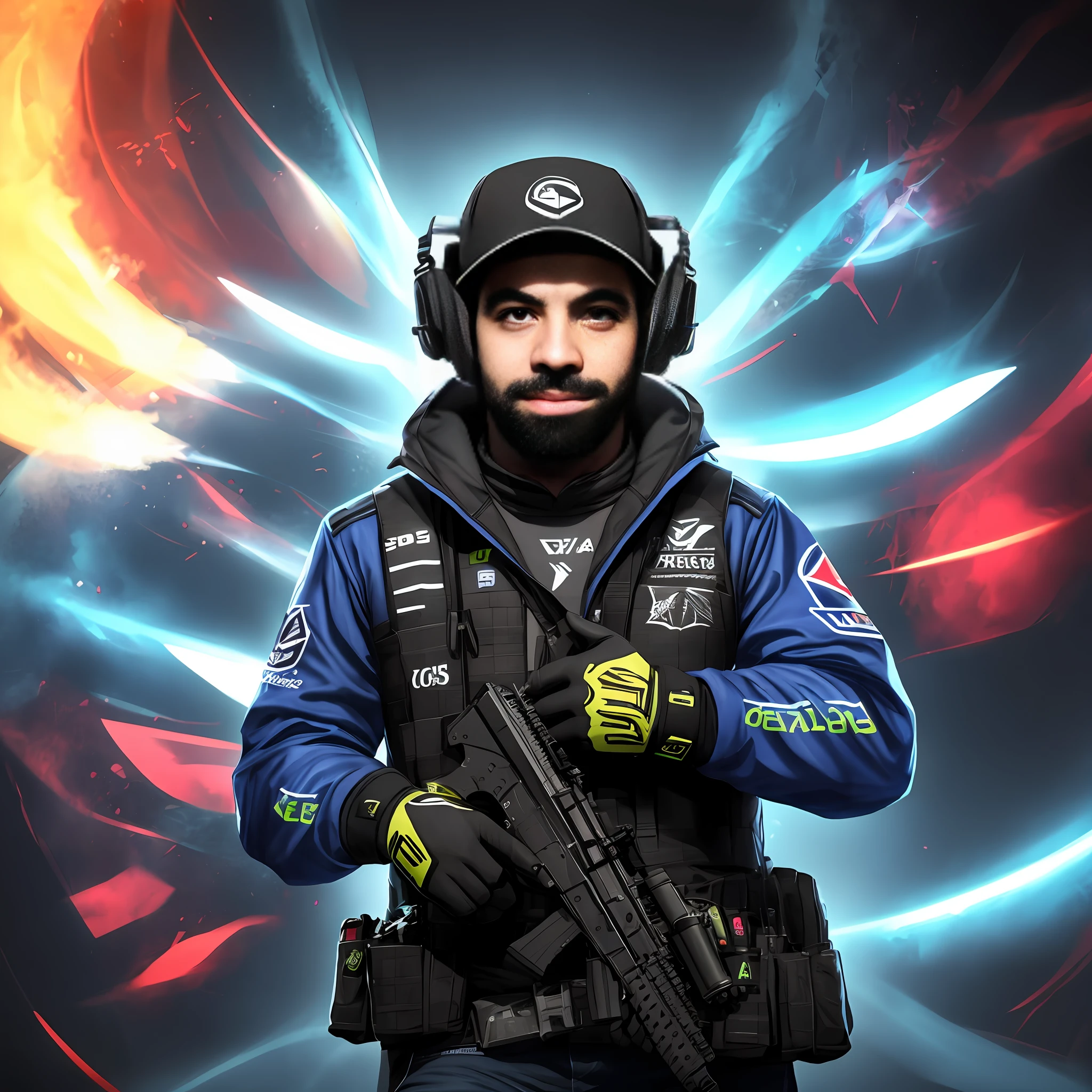 "adesivo csgo, adesivo da equipe de CSGO de alta qualidade, extremamente detalhado, with unique and dynamic style, com cores vibrantes e vivas, perfect for decorating your gaming equipment with the excitement and passion of esports."