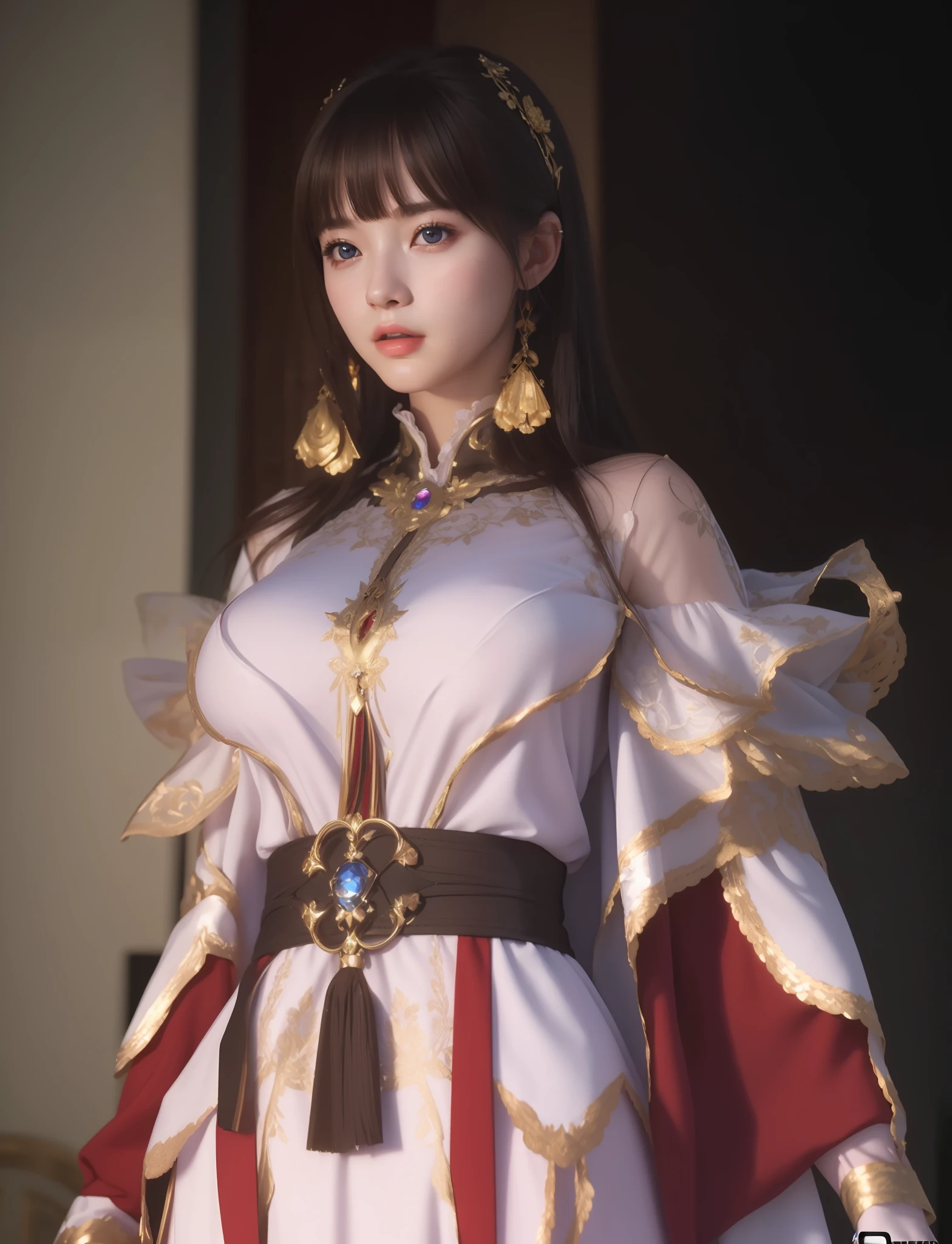(masterpiece, best quality, extremely detailed 8k, ultra hd, ultra-detailed, highly detailed, highly realistic, ultra-realistic, photo realistic), (1girl:1.5), (detailed realistic skin), (realistic big breasts), slender abs,