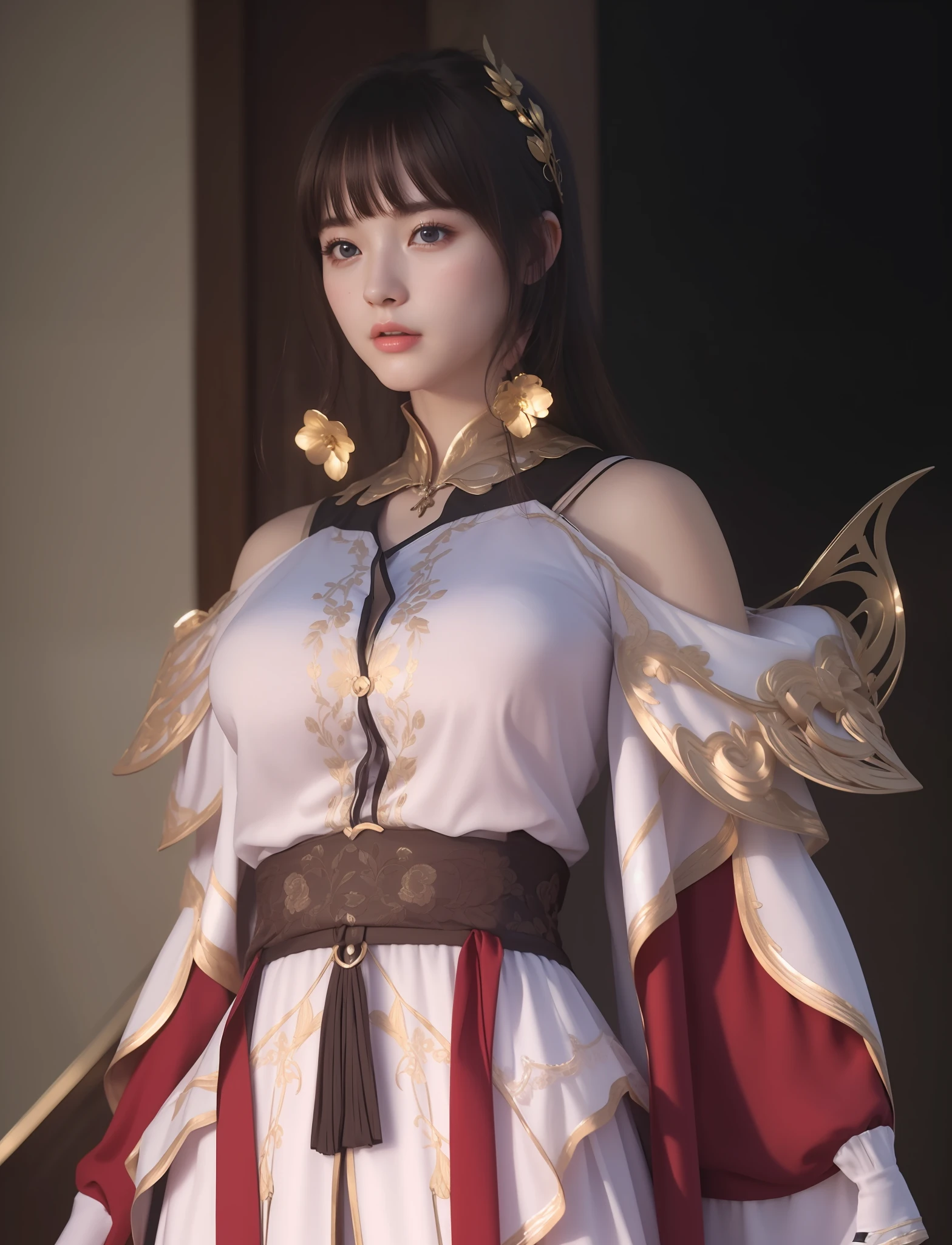 (masterpiece, best quality, extremely detailed 8k, ultra hd, ultra-detailed, highly detailed, highly realistic, ultra-realistic, photo realistic), (1girl:1.5), (detailed realistic skin), (realistic big breasts), slender abs,