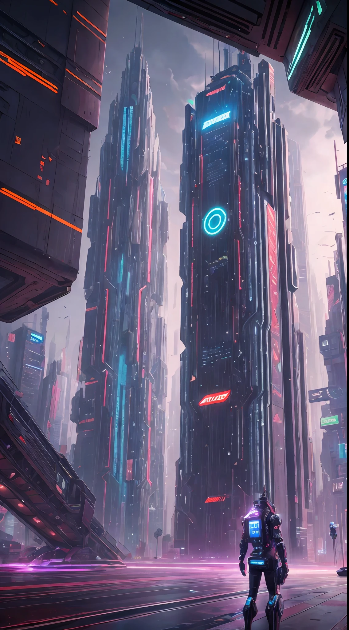 Cyberpunk, futuristic, mechanical aesthetics, complex machinery, high-tech lighting scene of futuristic city in the background, virtual engine 5,