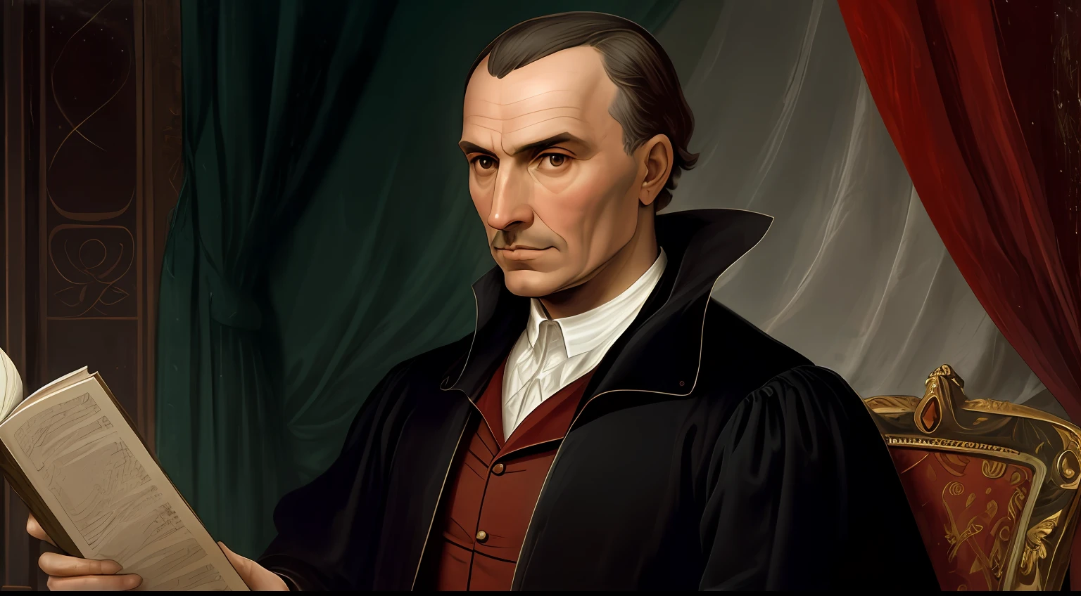 Machiavelli is a man of his time and should not be read disassociated from fifteenth-century Florence - Maquaivél is bald with entries in his hair, rosto fino