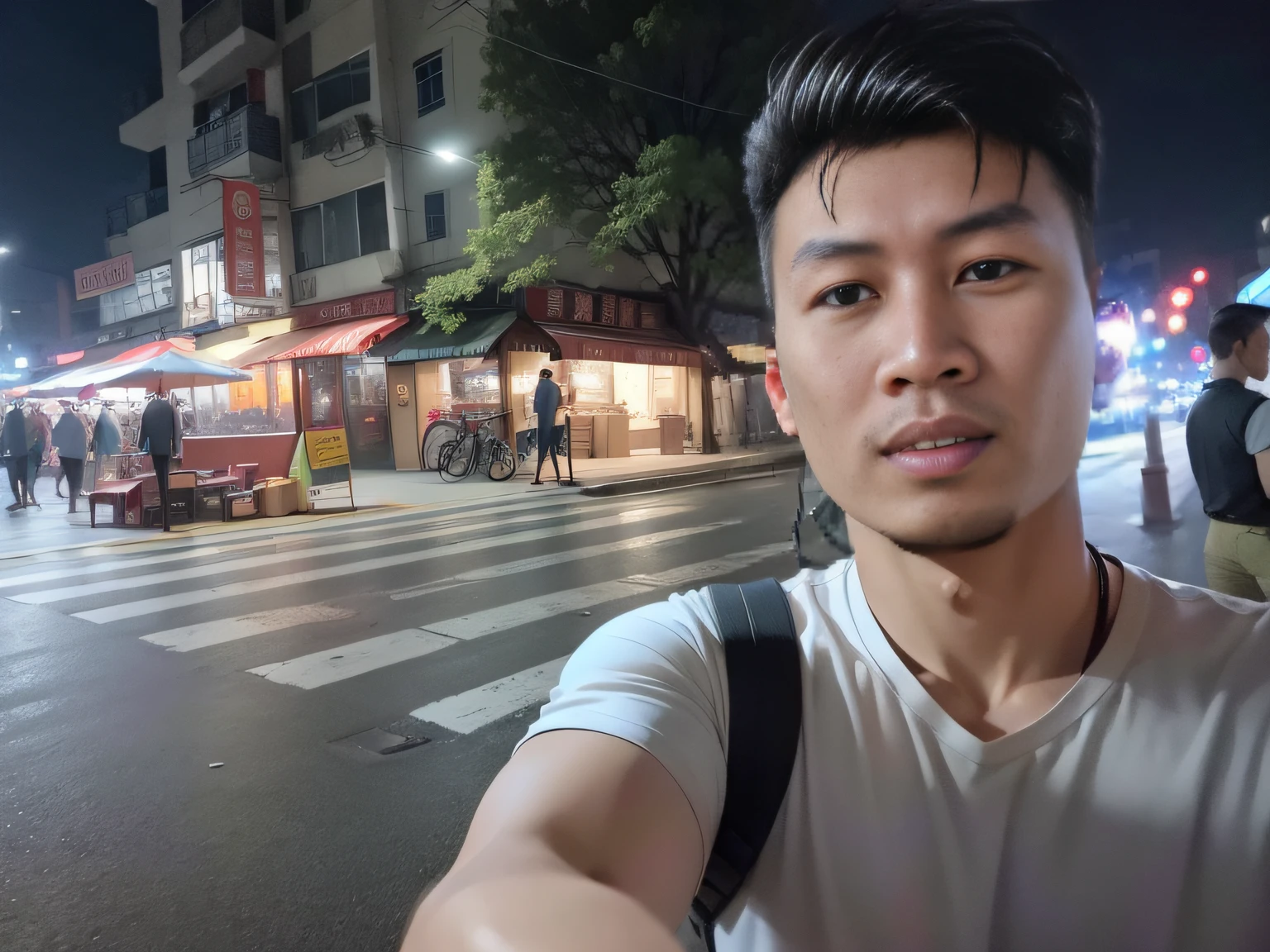masterpiece, high quality, best quality, young men, Dining quarter, street food, china city --auto